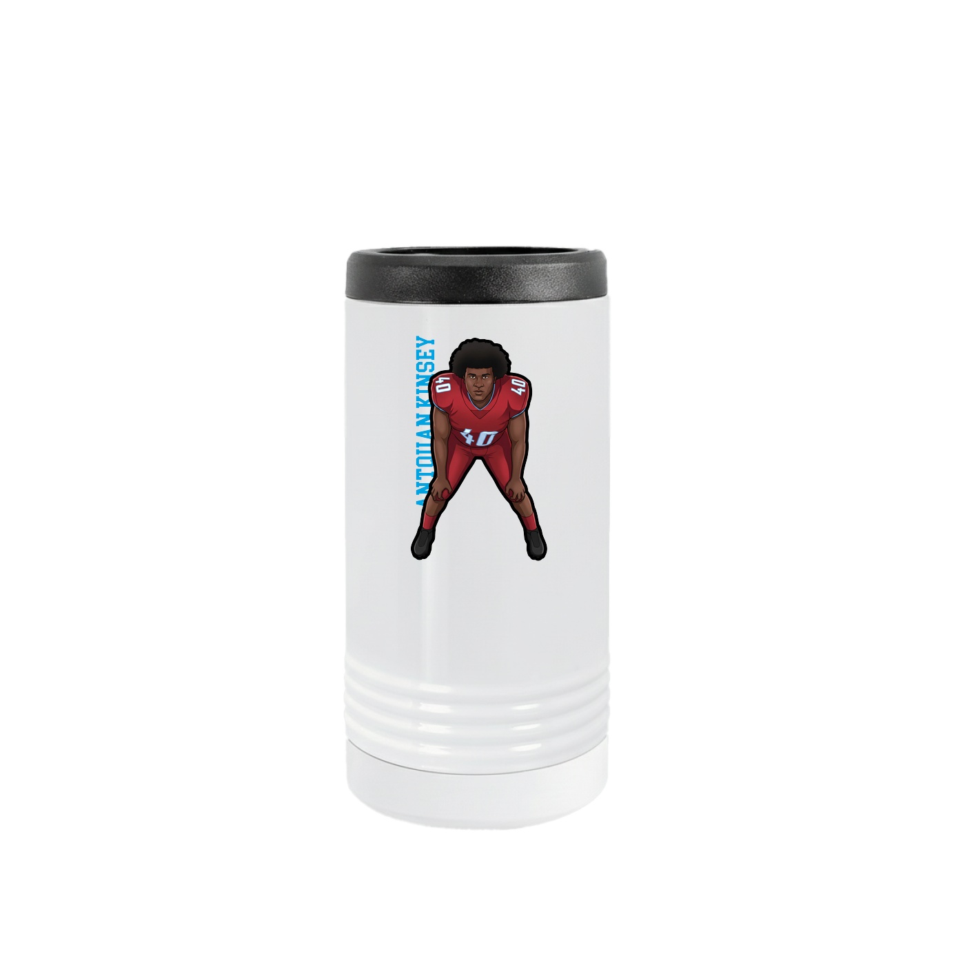 Slim Beverage Holder — Name Vertical in White