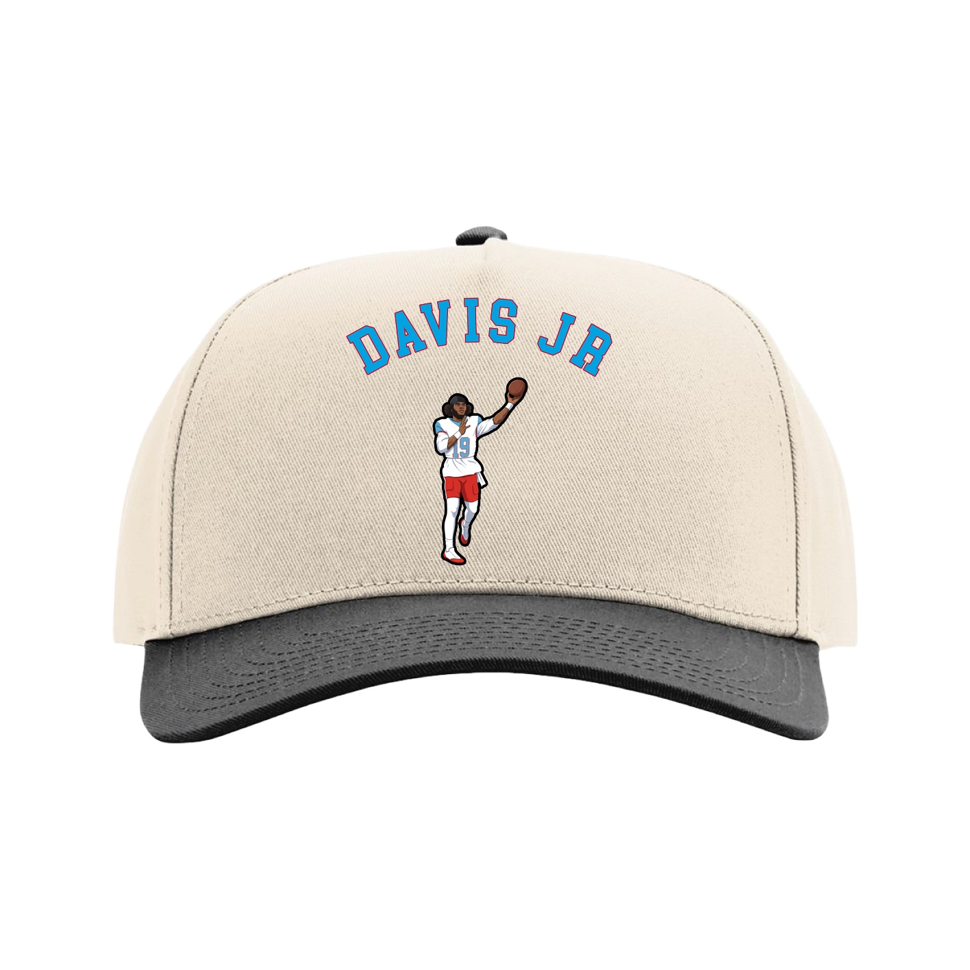 Full Fabric Five-Panel Champ Cap — Shirsey Arch in Cream/Black