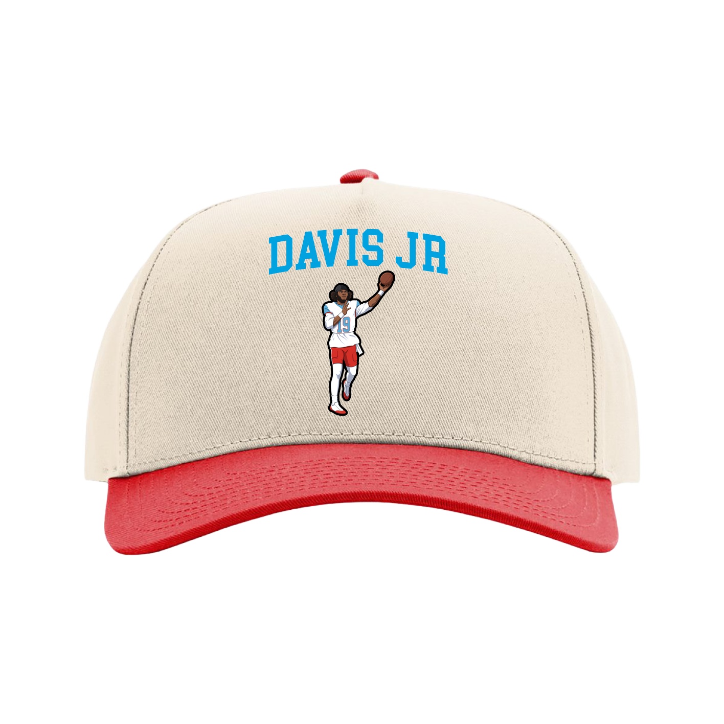 Full Fabric Five-Panel Champ Cap — Shirsey in Cream/Red