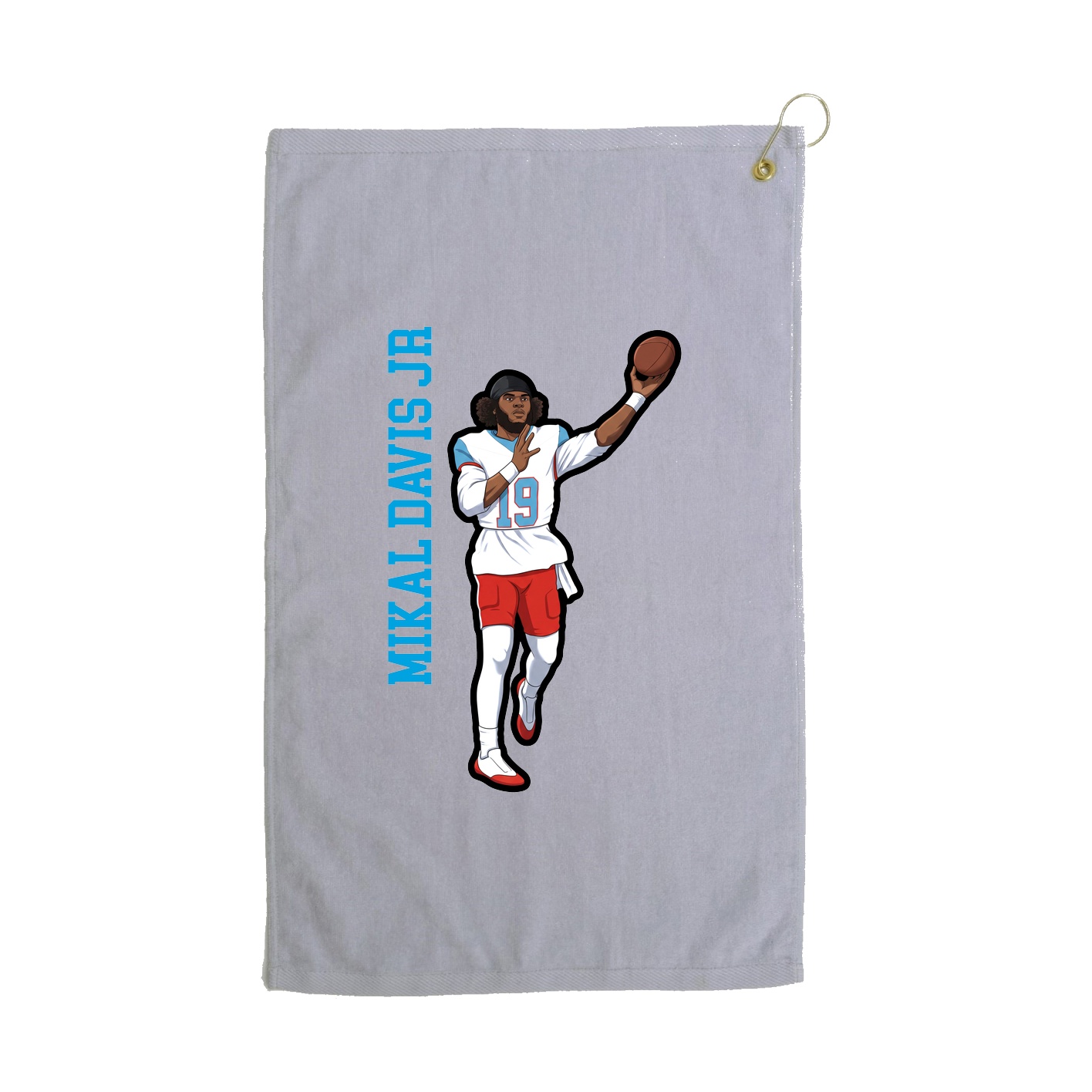 Golf Towel — Name Vertical in Grey