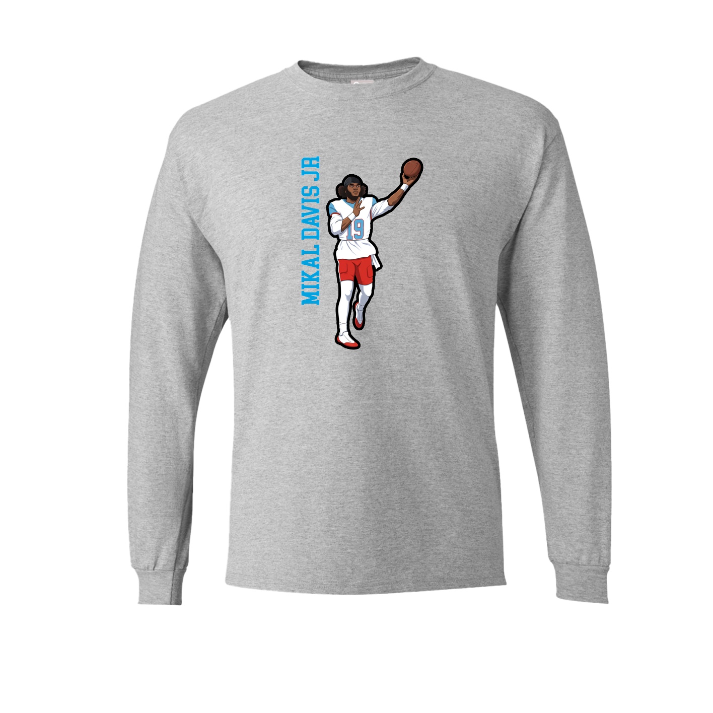 Long Sleeve Tee — Name Vertical in Grey