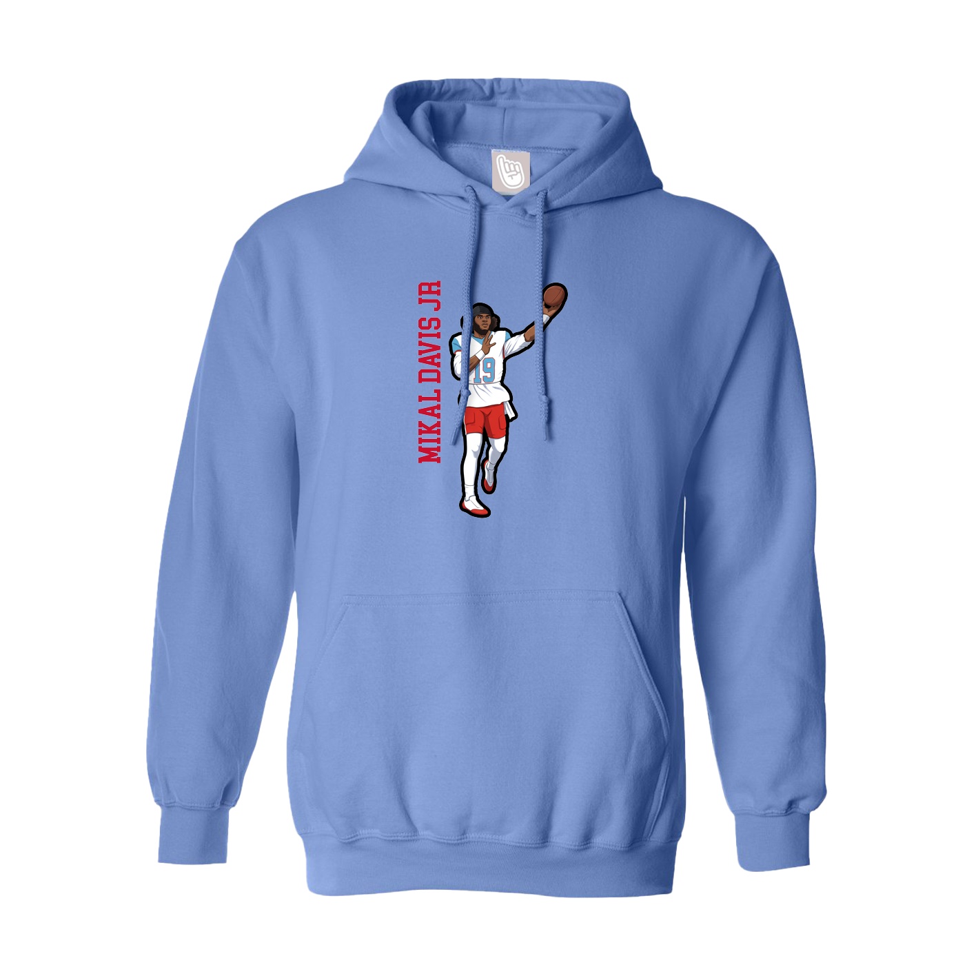 Hoodie — Name Vertical in Powder Blue