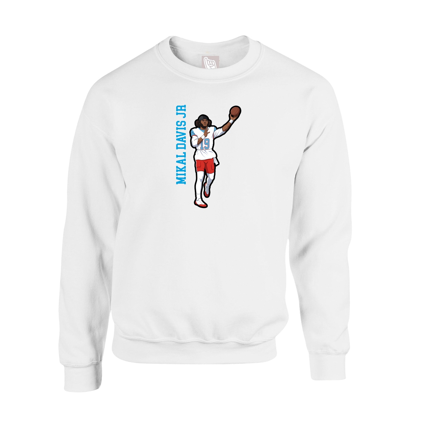 Fleece Crew — Name Vertical in White