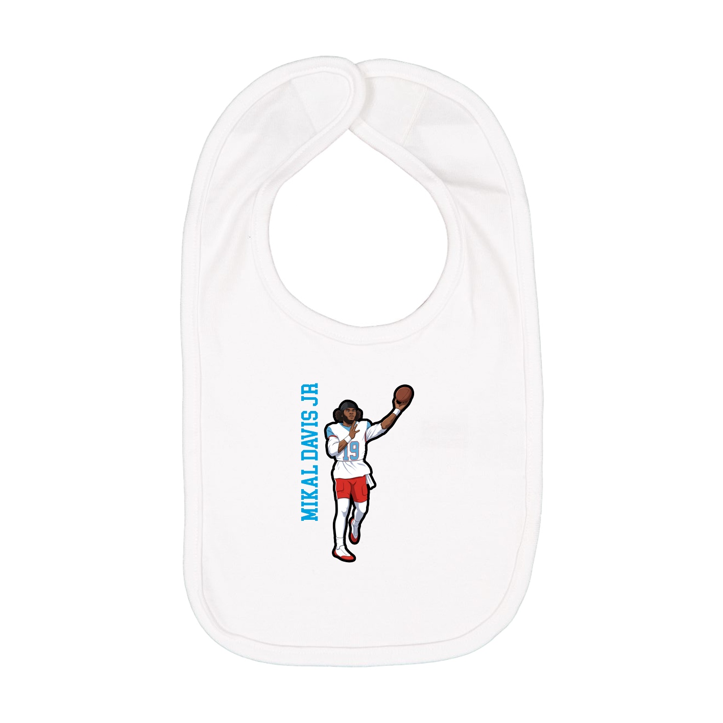 Infant Bib — Name Vertical in White