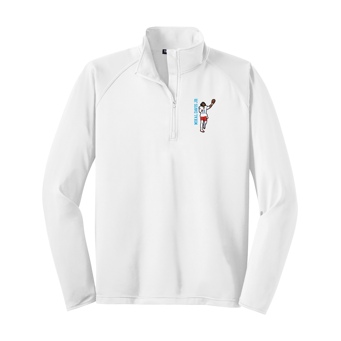 Q-Zip Pullover — Name Vertical in White
