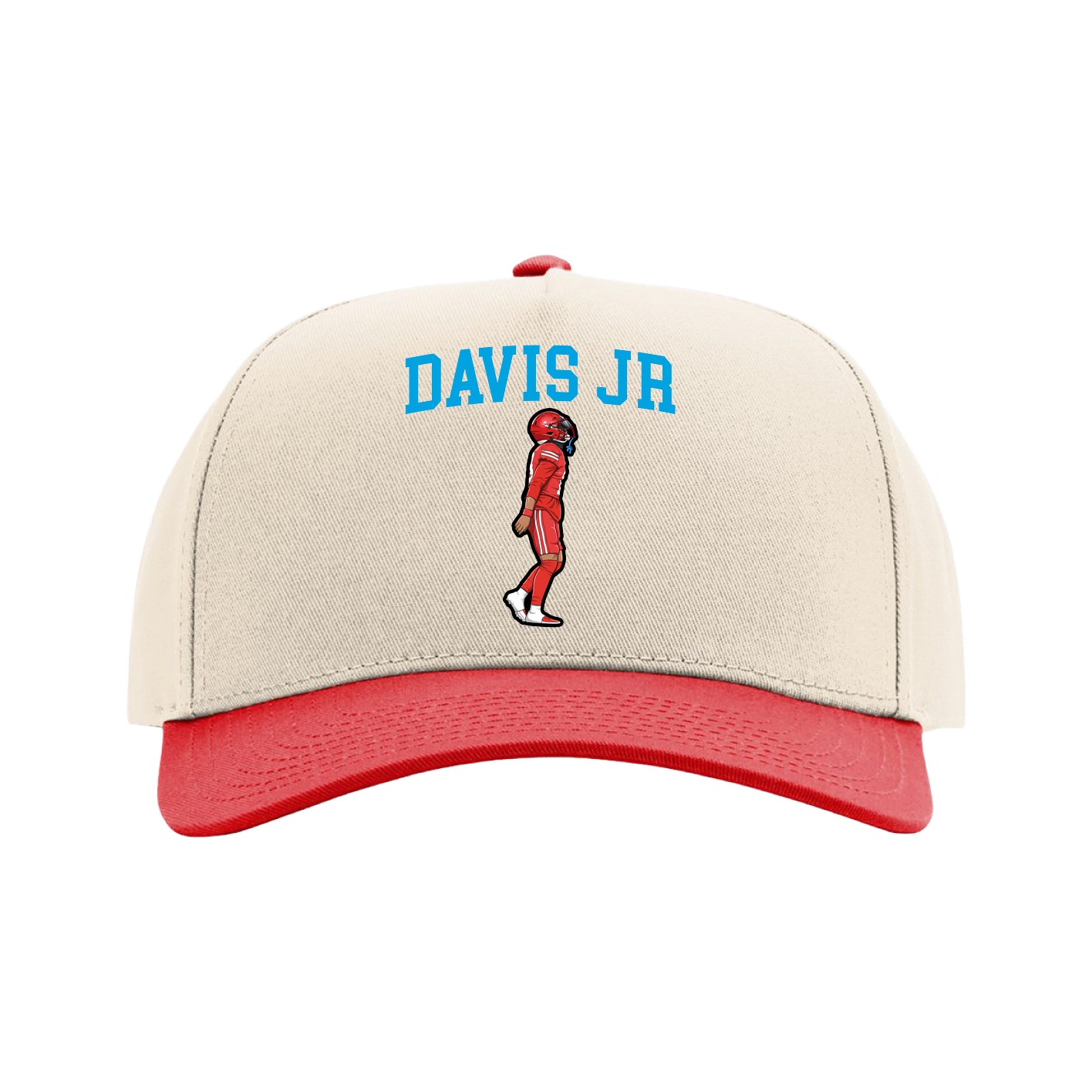 Full Fabric Five-Panel Champ Cap — Shirsey in Cream/Red