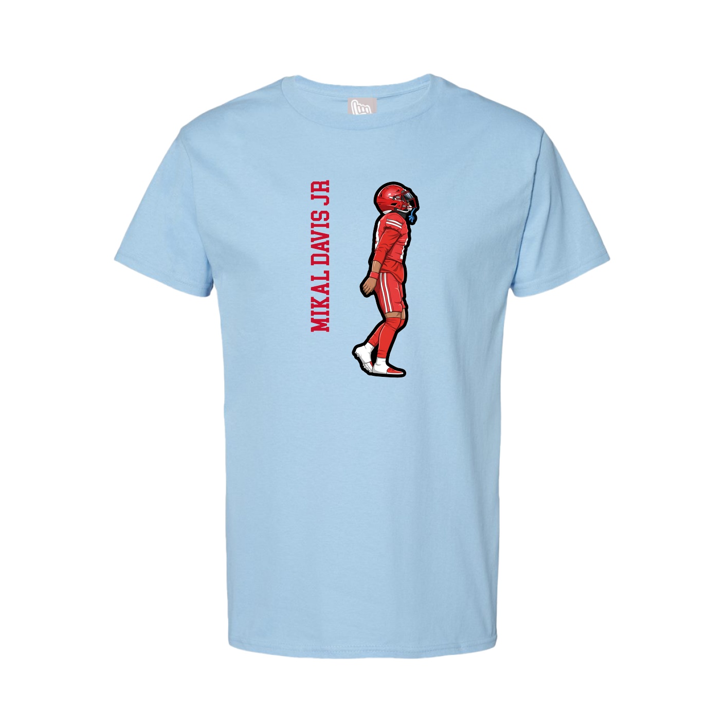Tee — Name Vertical in Light Blue