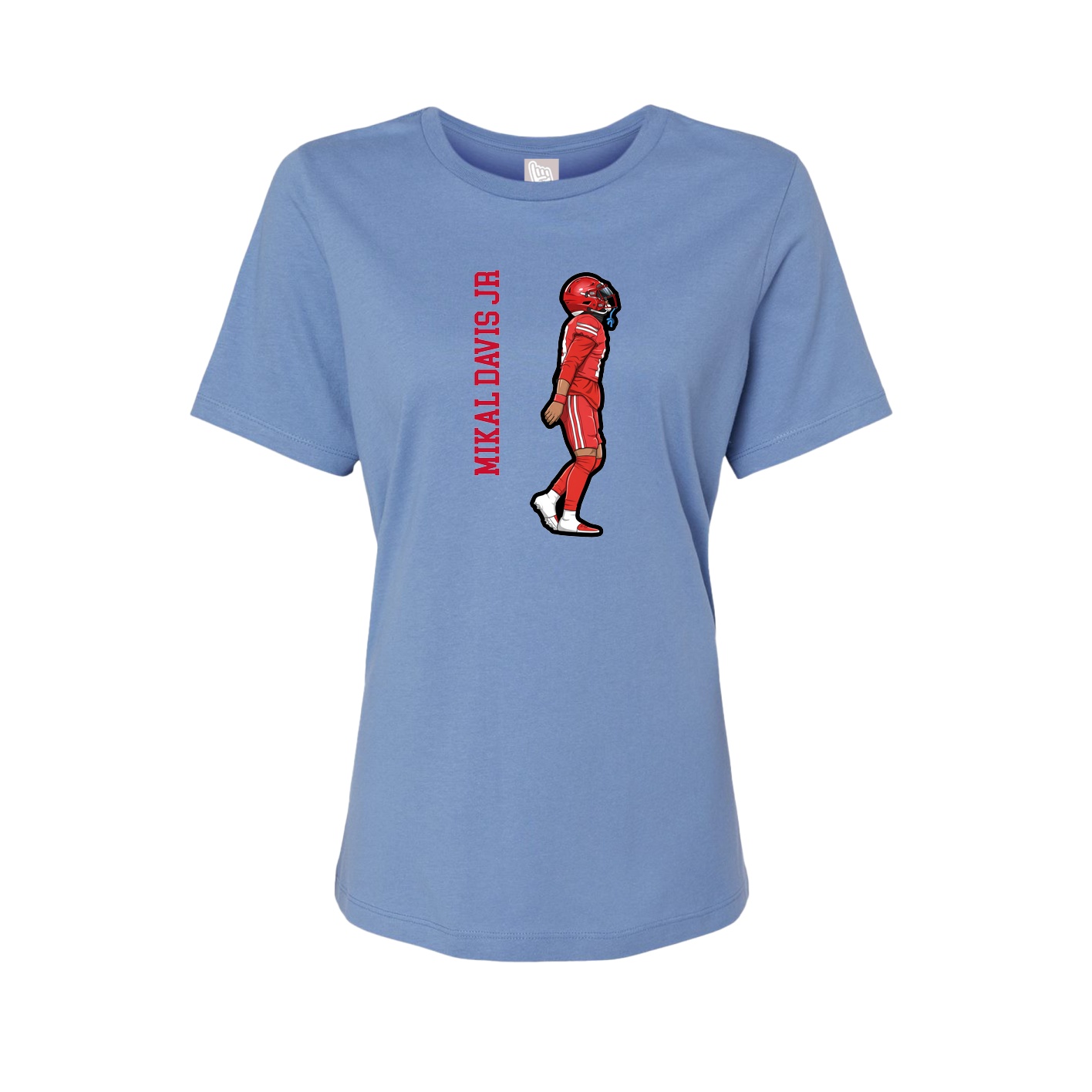 Womens Tee — Name Vertical in Powder Blue