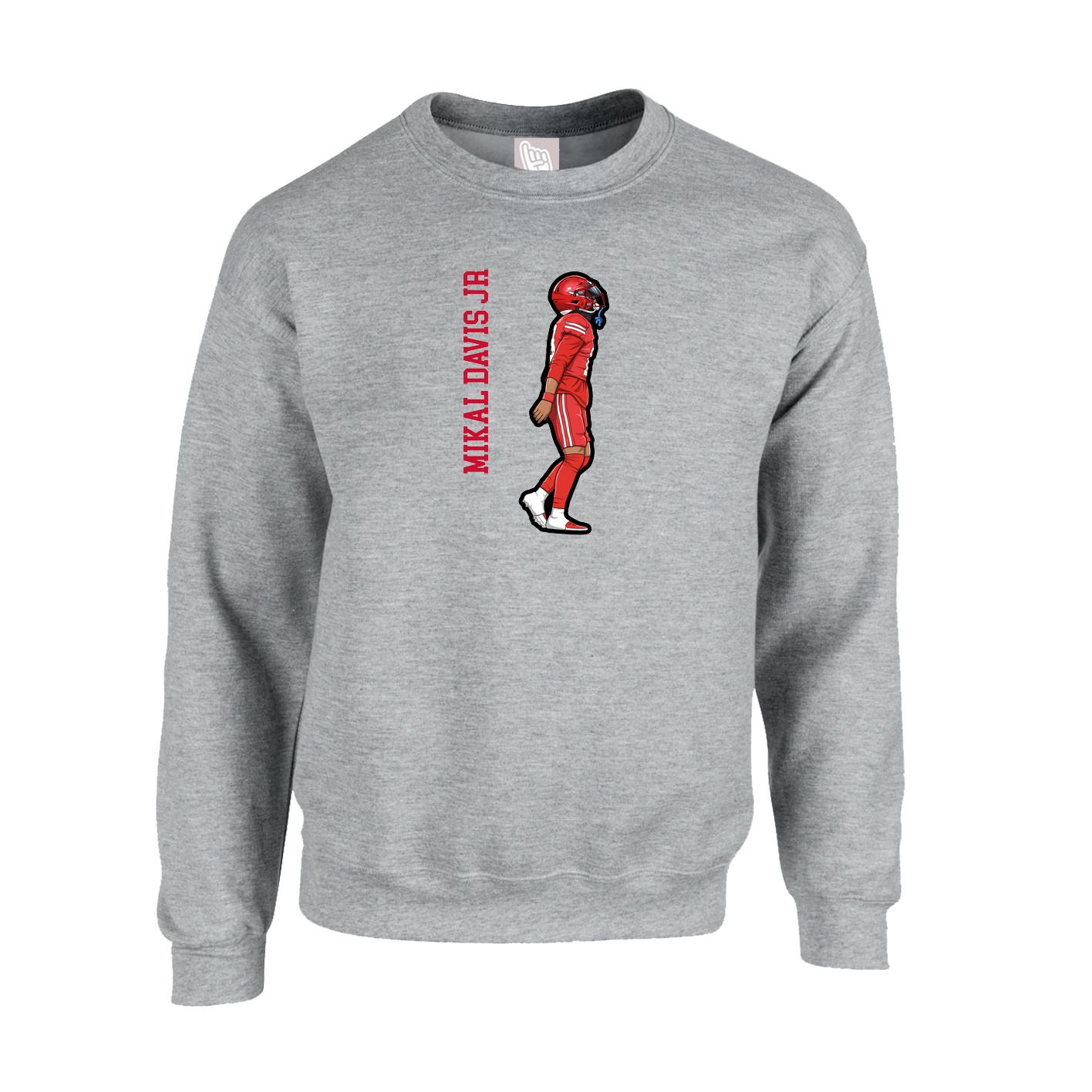 Fleece Crew — Name Vertical in Grey