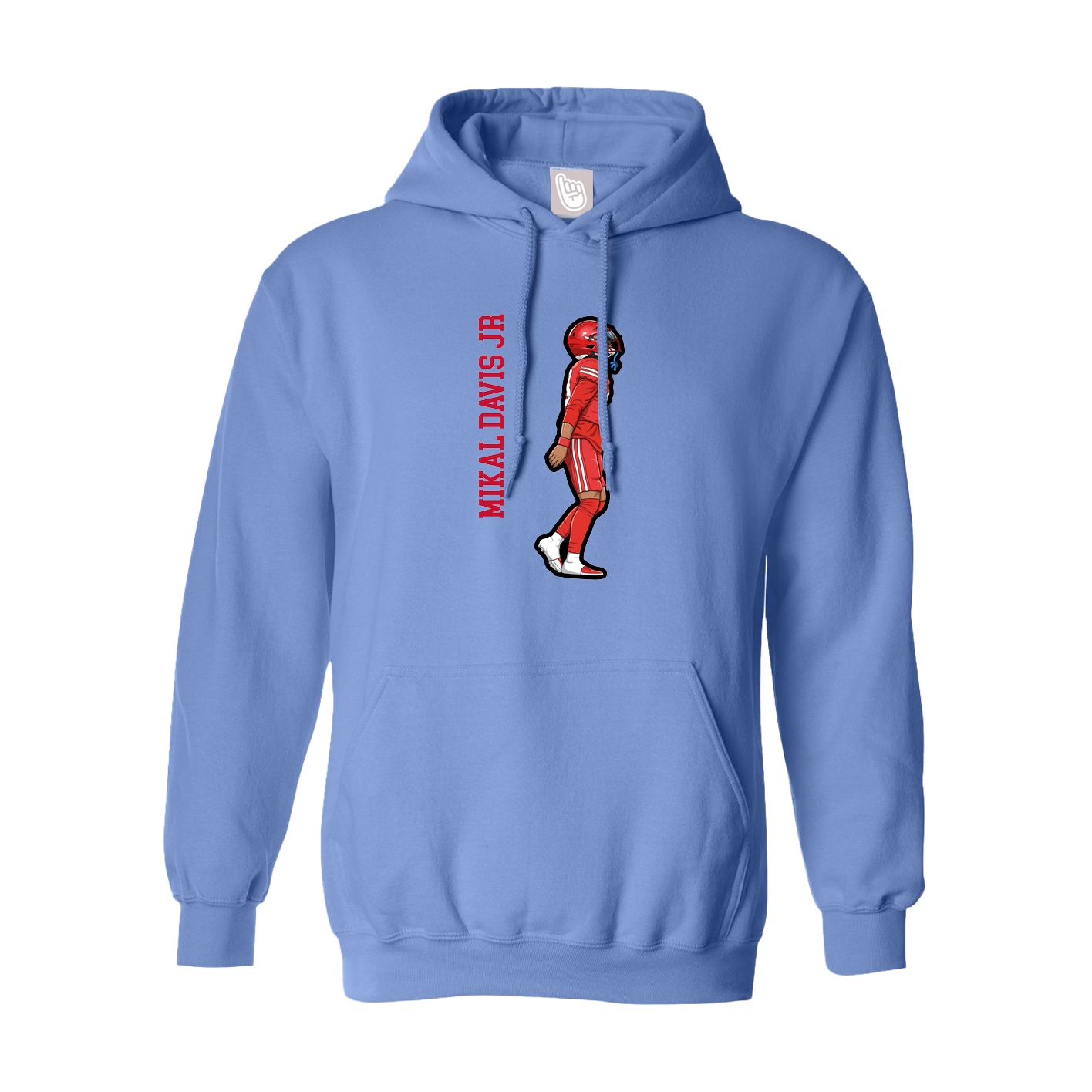 Youth Hoodie — Name Vertical in Powder Blue