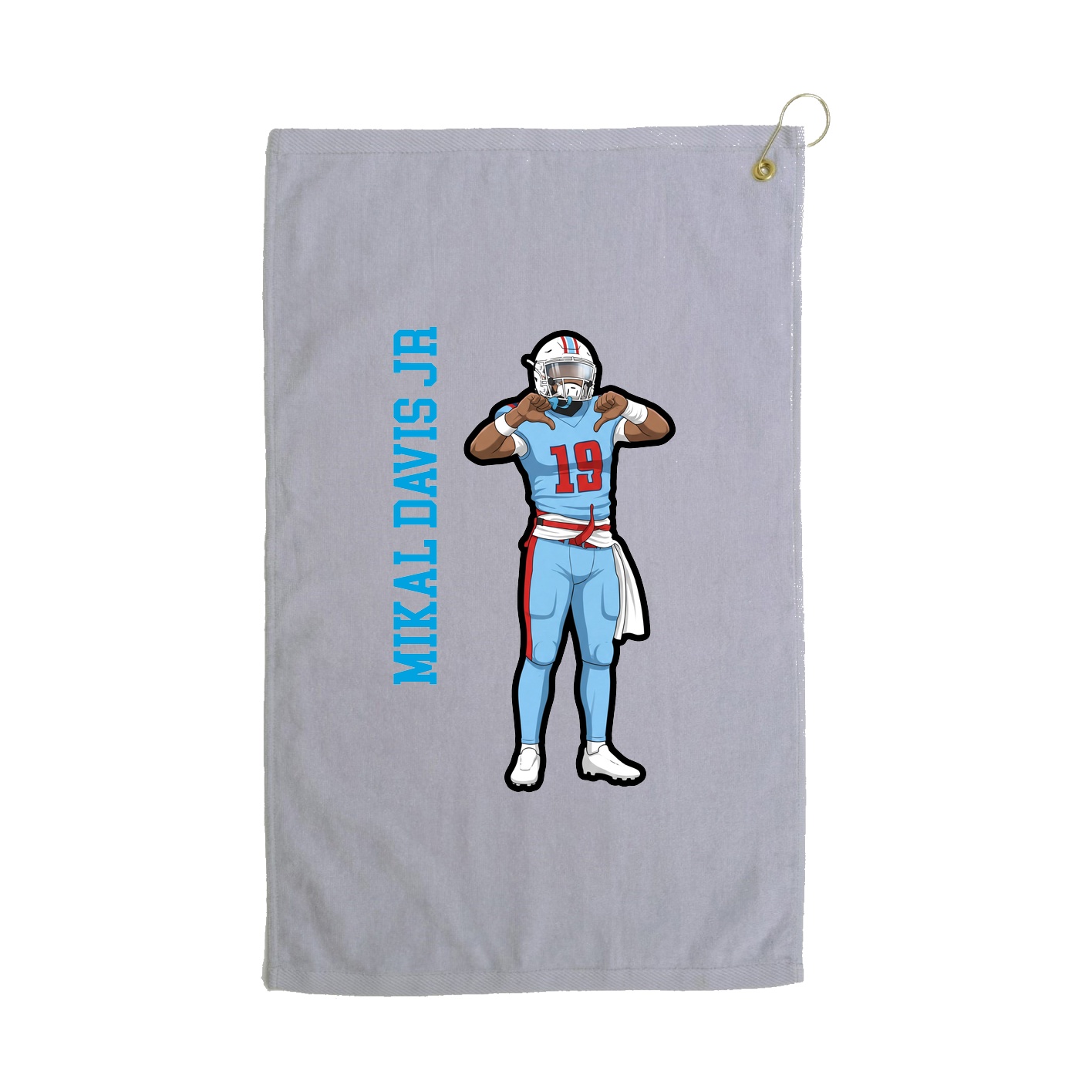 Golf Towel — Name Vertical in Grey