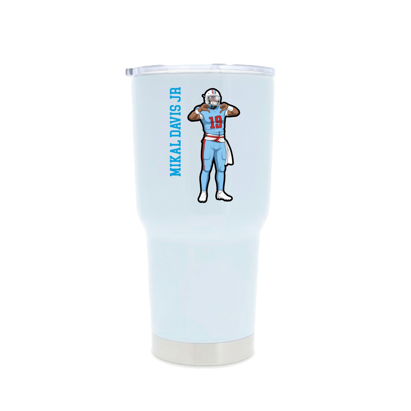 30oz Stainless Steel Tumbler — Name Vertical in White