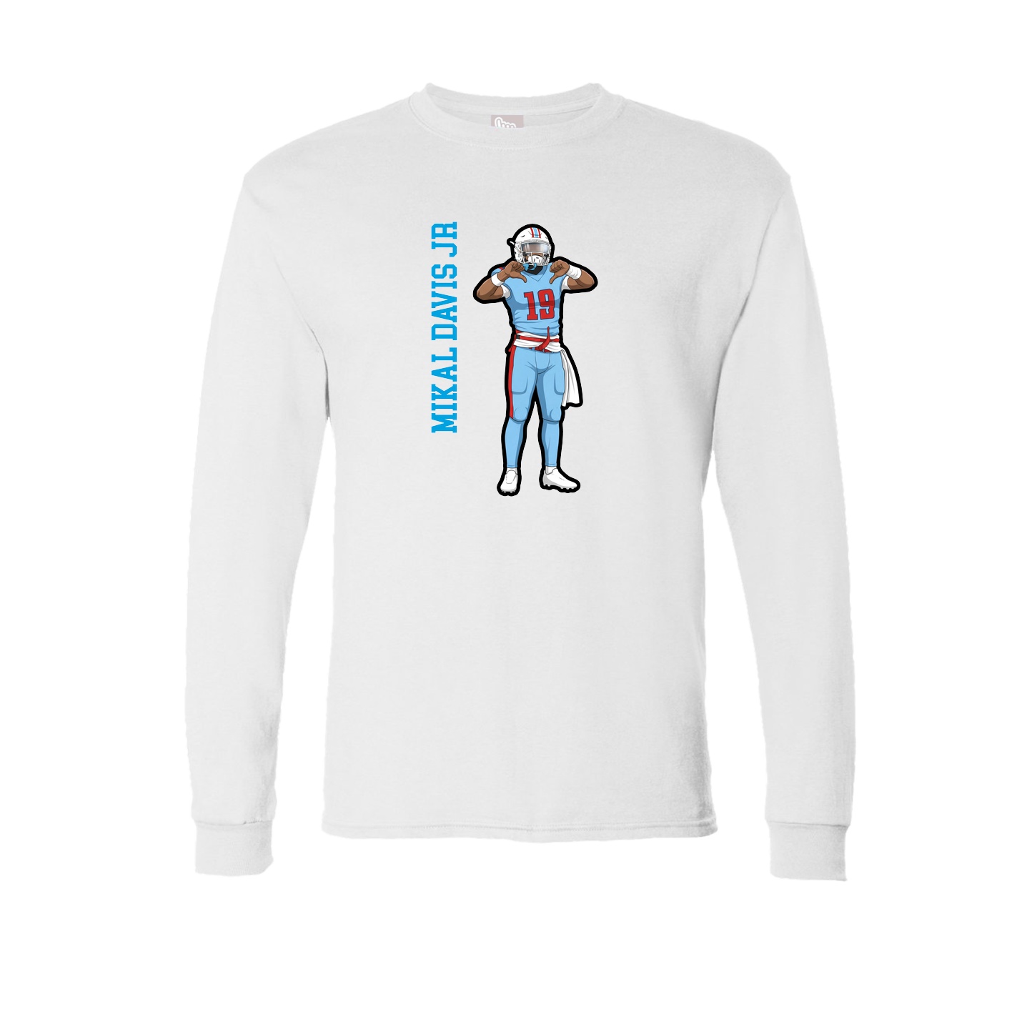 Long Sleeve Tee — Name Vertical in White