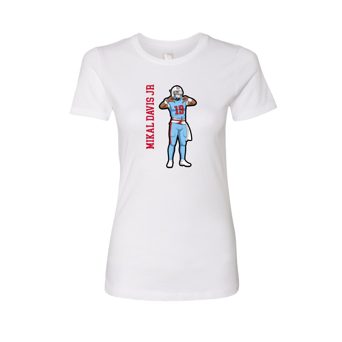Fitted Women's Tee — Name Vertical in White