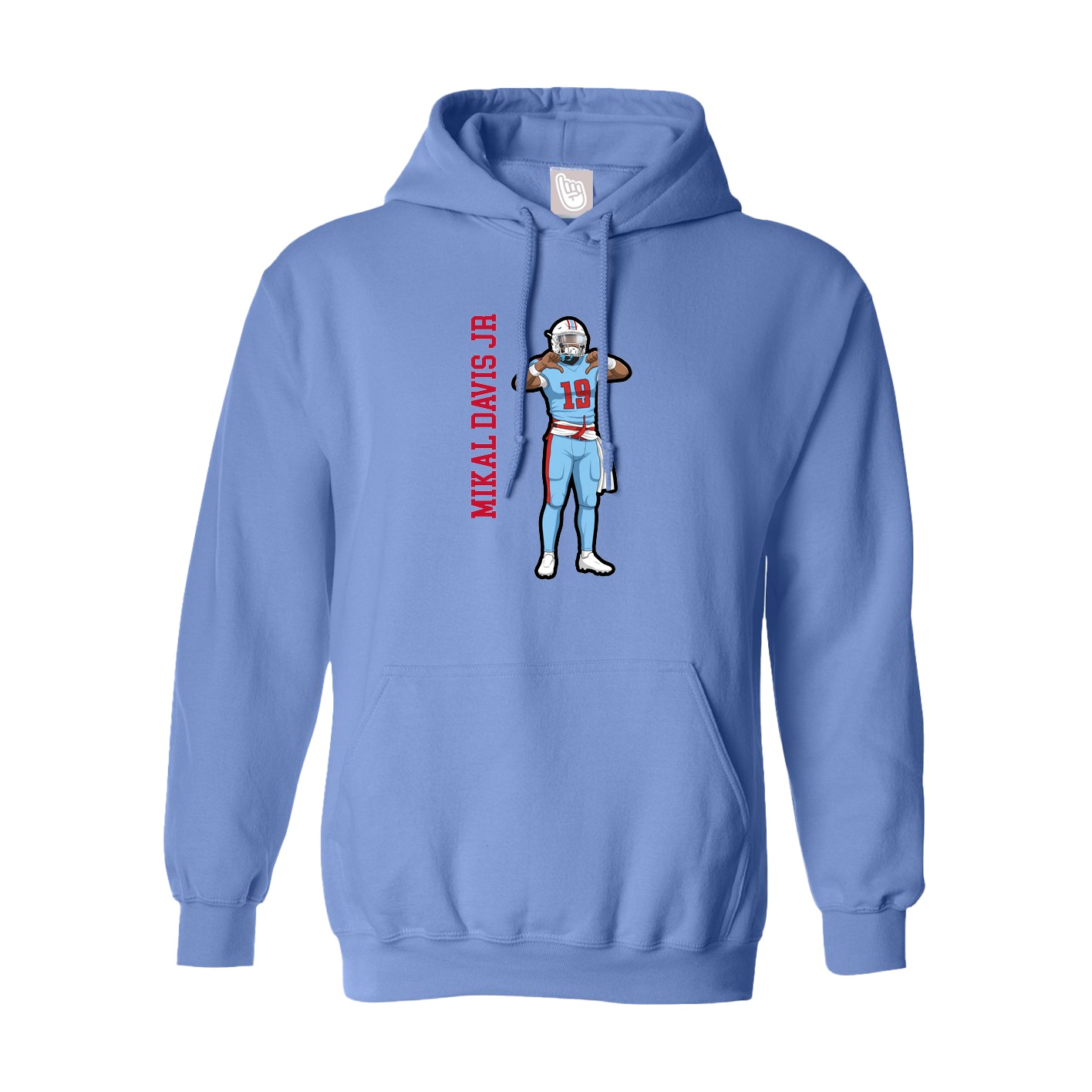 Hoodie — Name Vertical in Powder Blue