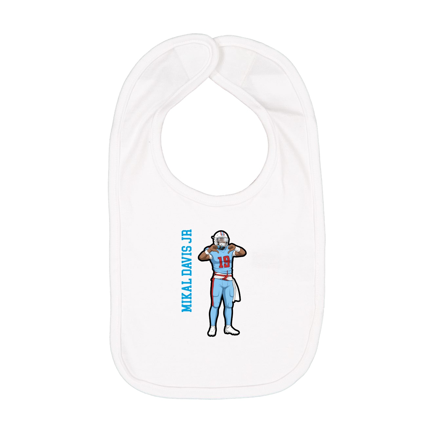 Infant Bib — Name Vertical in White
