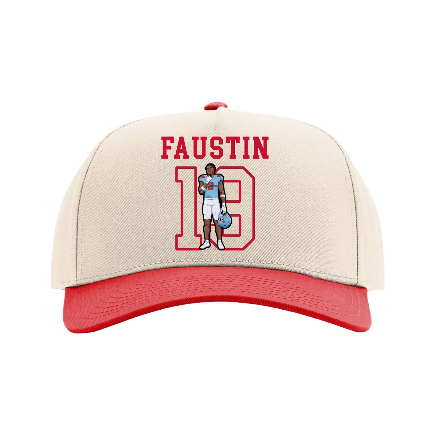 Full Fabric Five-Panel Champ Cap — Shirsey in Cream/Red