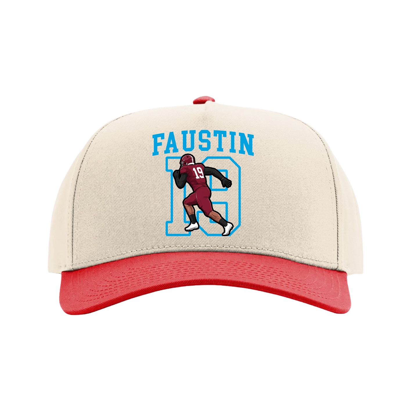 Full Fabric Five-Panel Champ Cap — Shirsey in Cream/Red