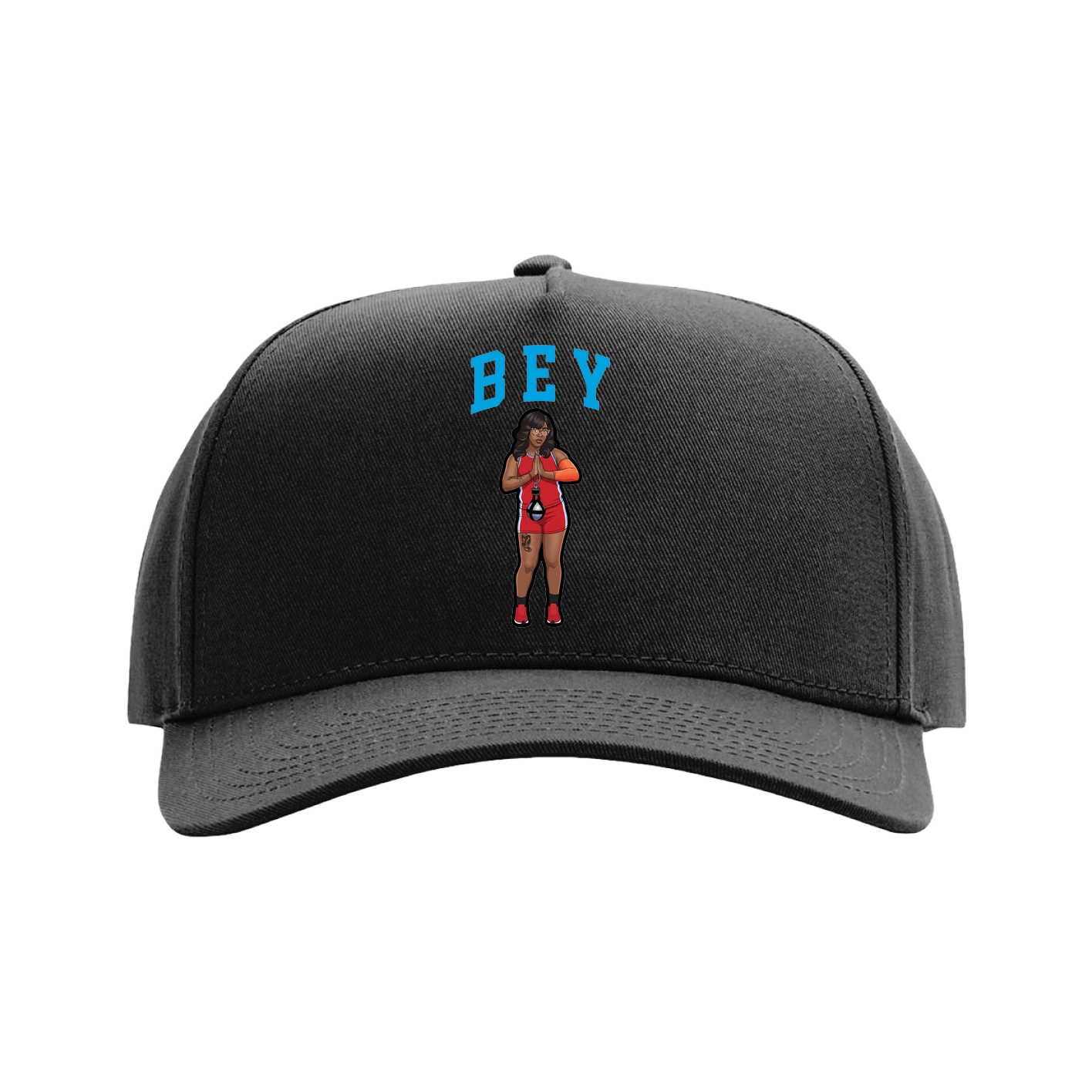 Full Fabric Five-Panel Champ Cap — Shirsey in Black