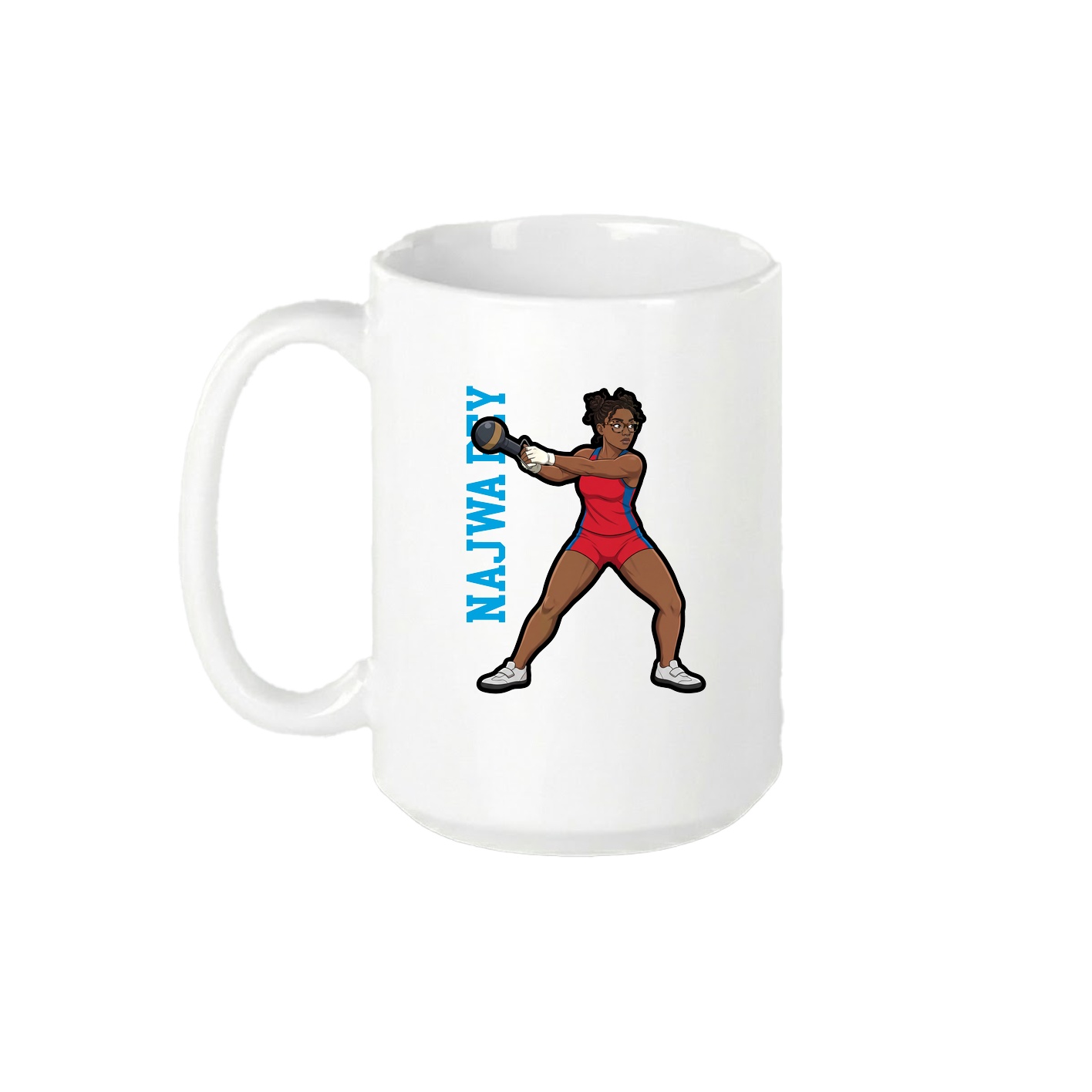 15oz Coffee Mug — Name Vertical in White