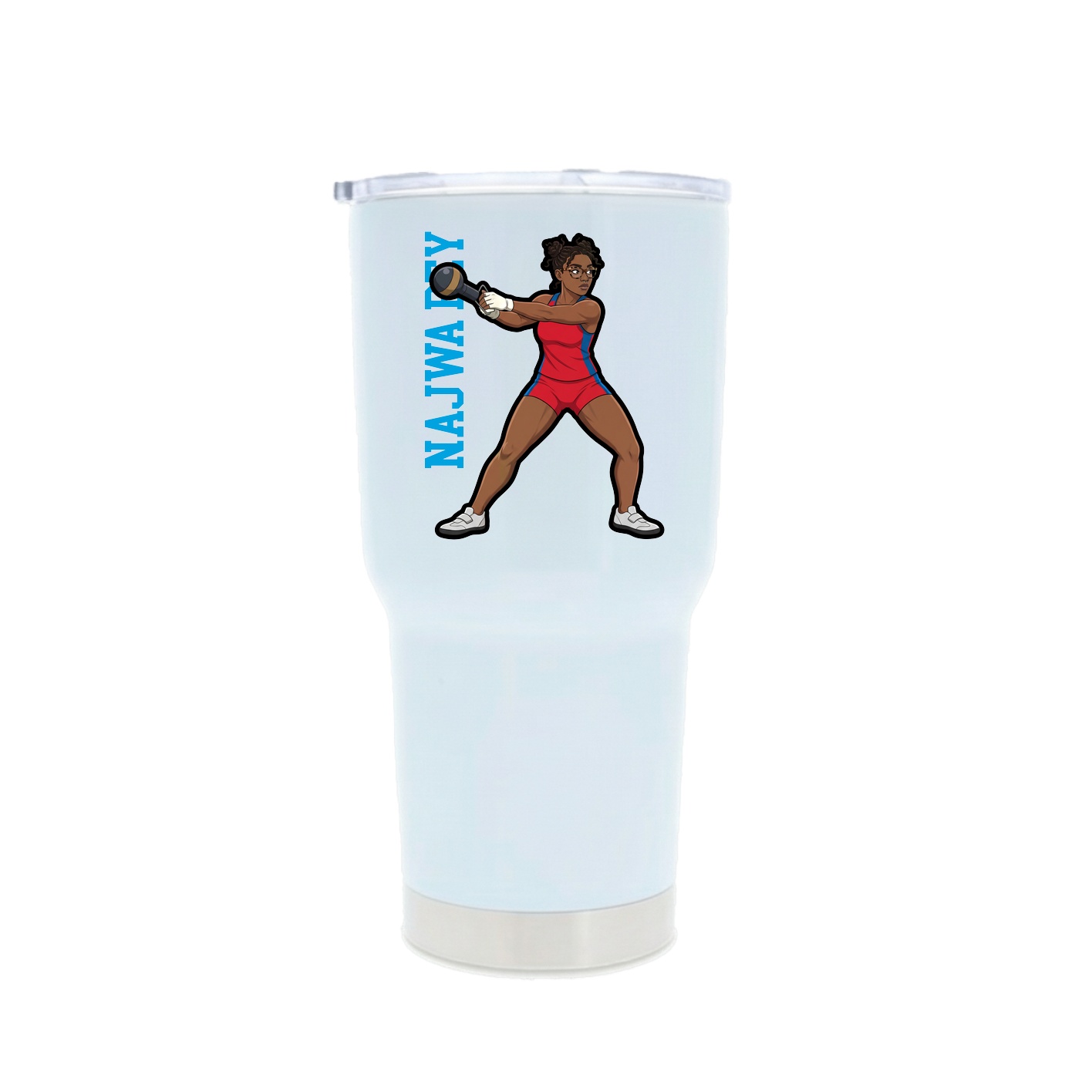30oz Stainless Steel Tumbler — Name Vertical in White