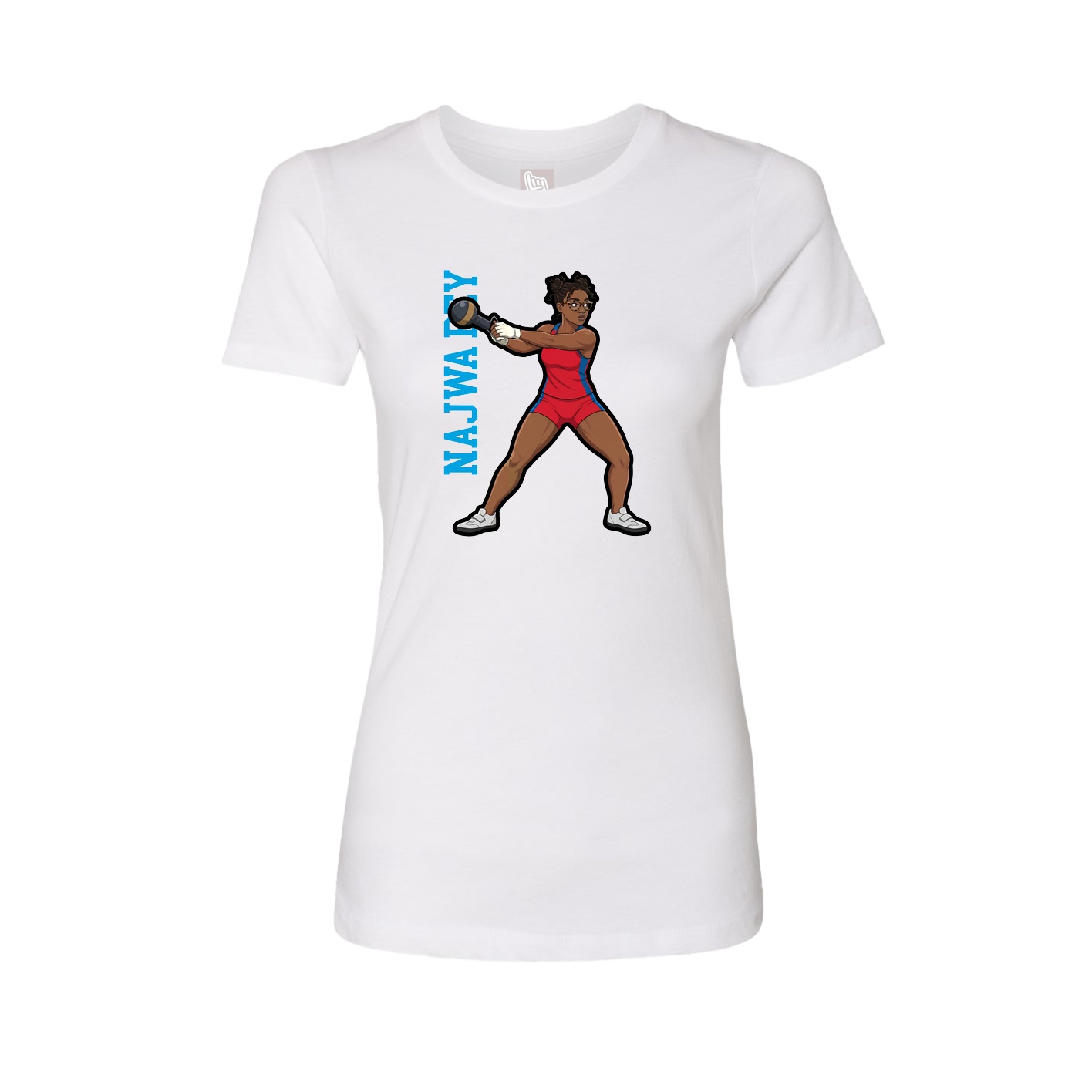 Fitted Women's Tee — Name Vertical in White