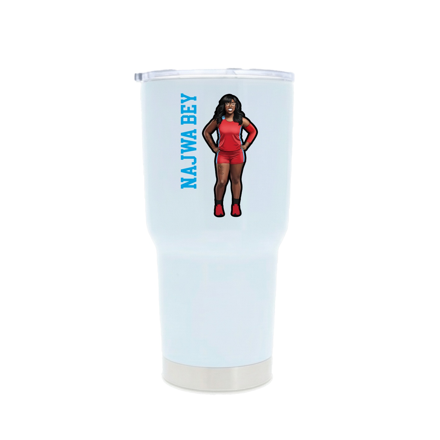 30oz Stainless Steel Tumbler — Name Vertical in White