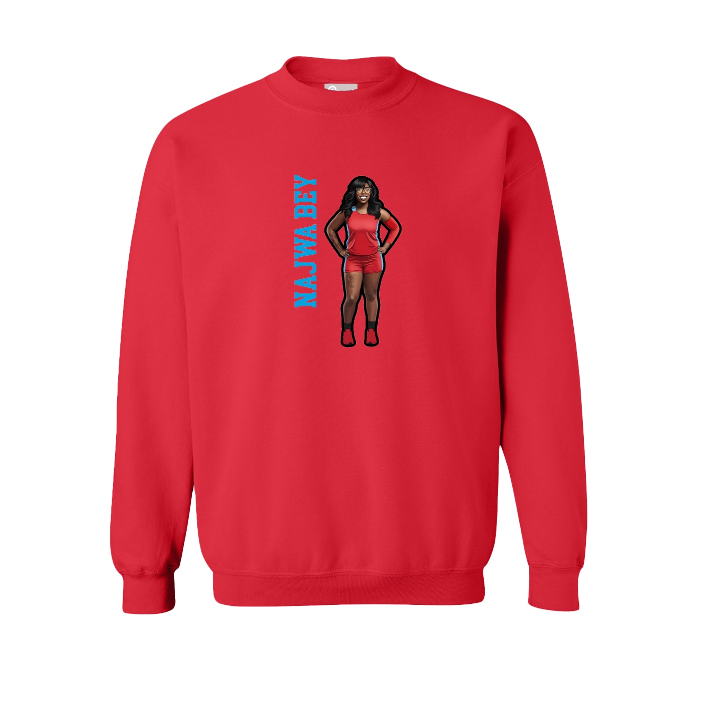Fleece Crew — Name Vertical in Red