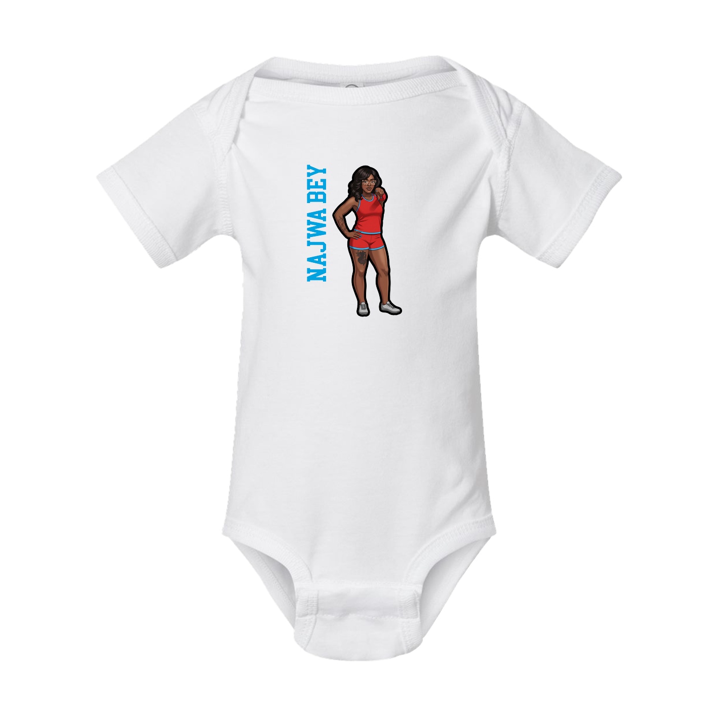 Baby Onesie — Name Vertical in White