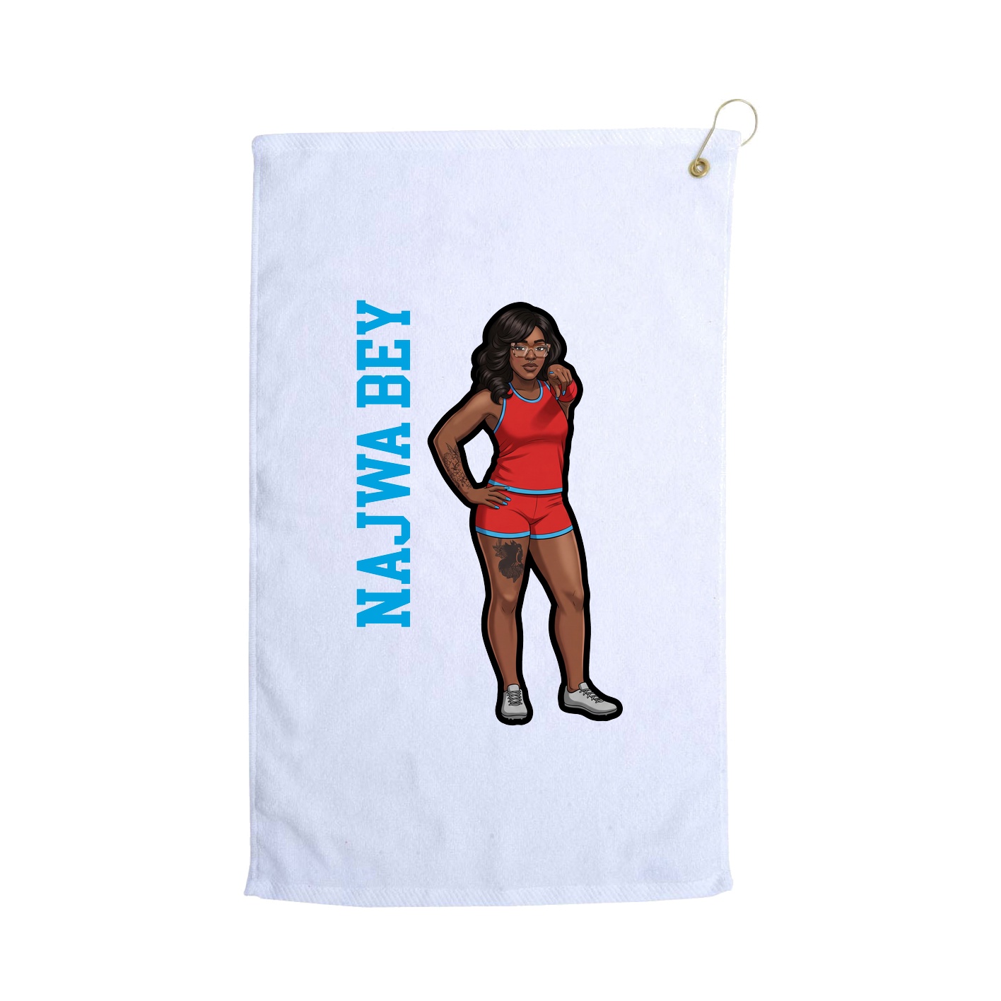 Golf Towel — Name Vertical in White