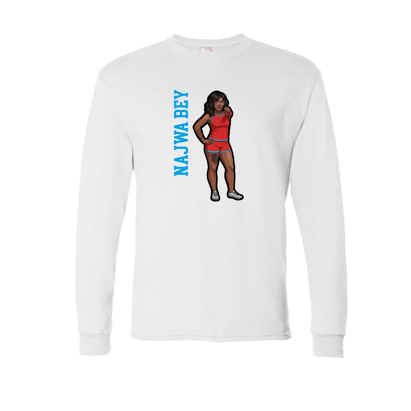 Long Sleeve Tee — Name Vertical in White