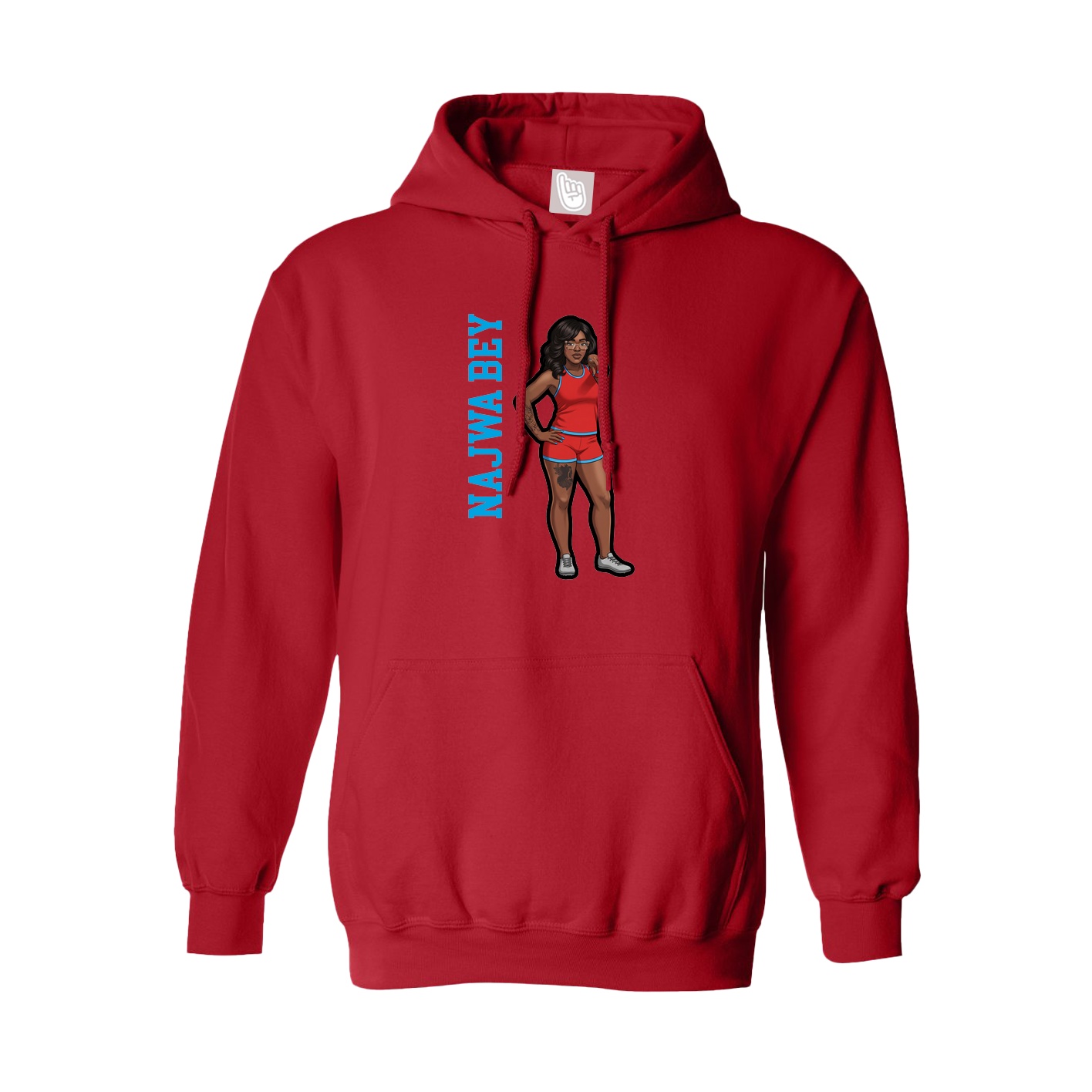 Hoodie — Name Vertical in Red
