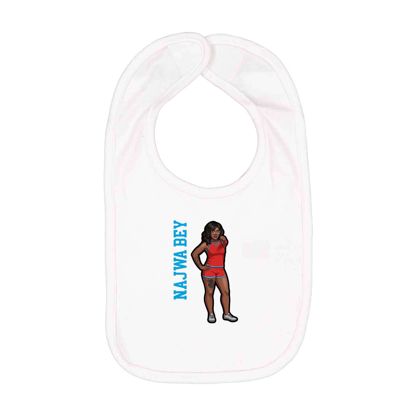 Infant Bib — Name Vertical in White