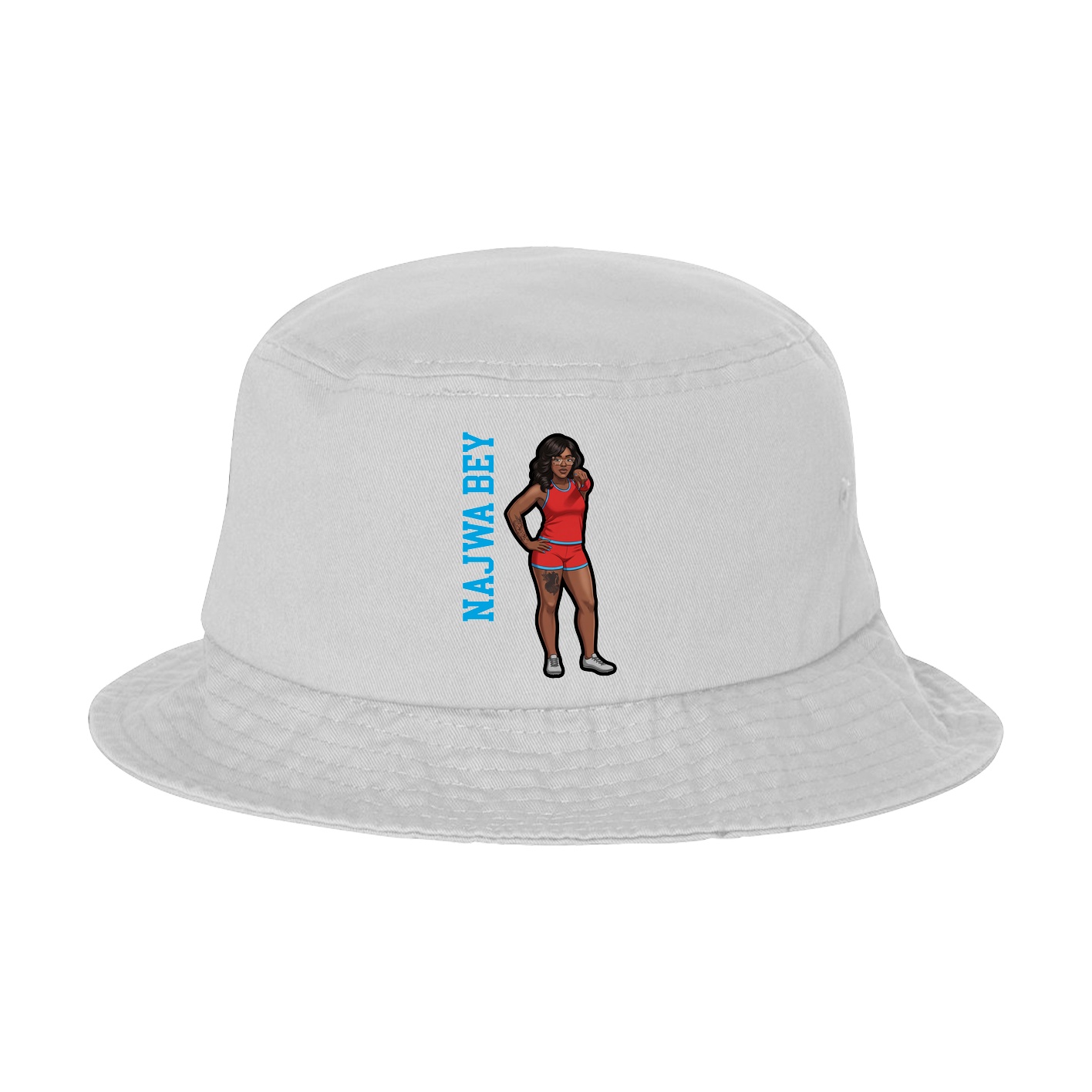 Bucket Cap — Name Vertical in White