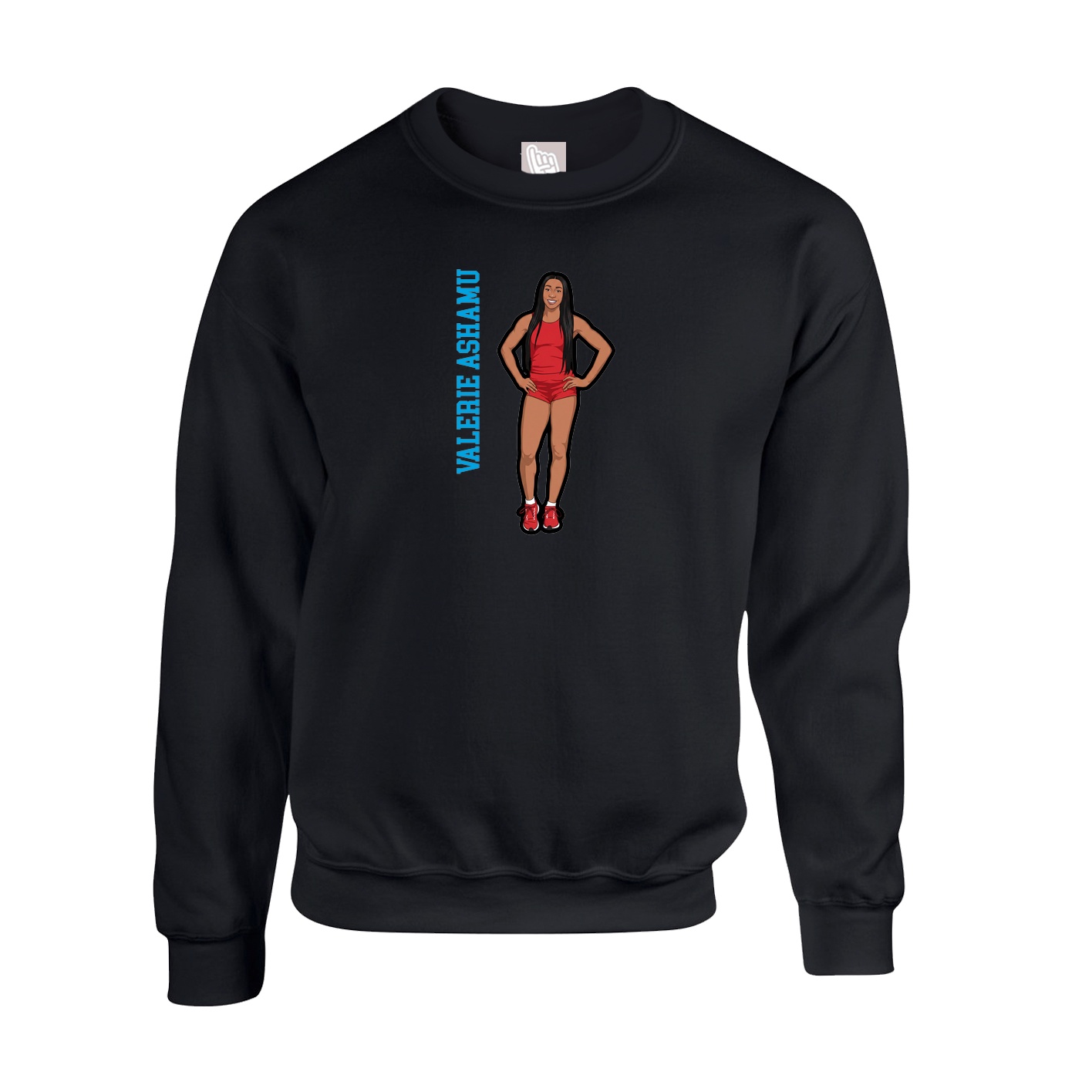 Fleece Crew — Name Vertical in Black