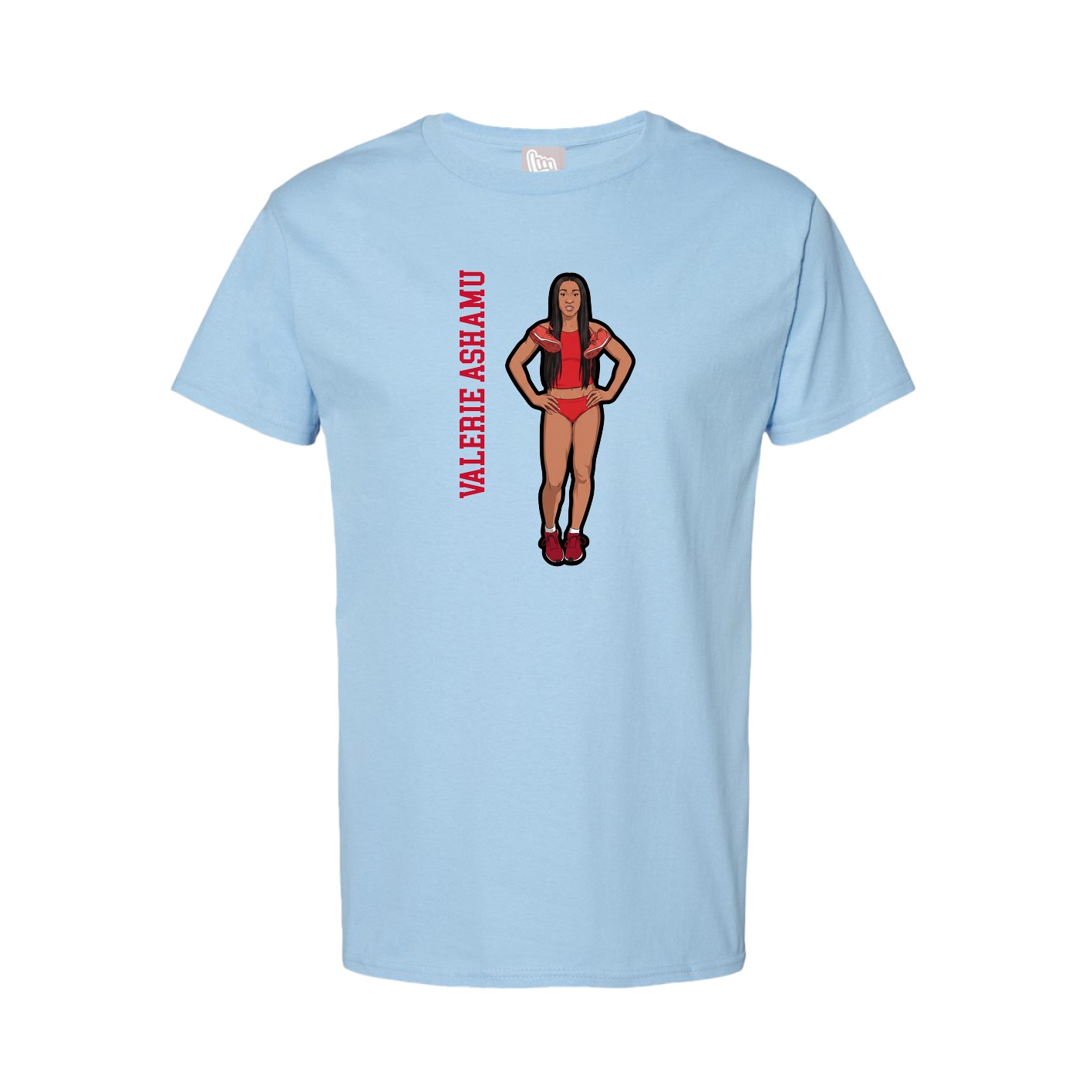 Youth Tee — Name Vertical in Light Blue