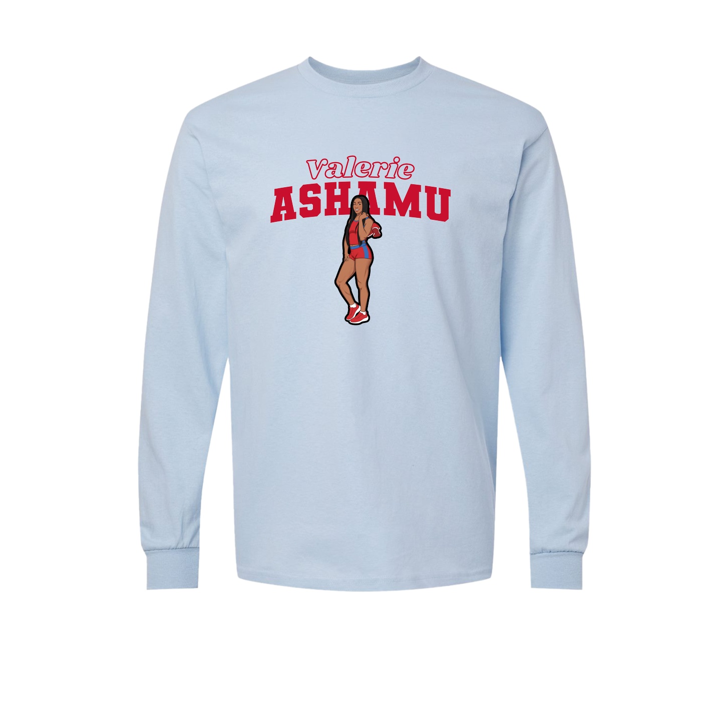 Long Sleeve Tee — Name Arch in Light Blue