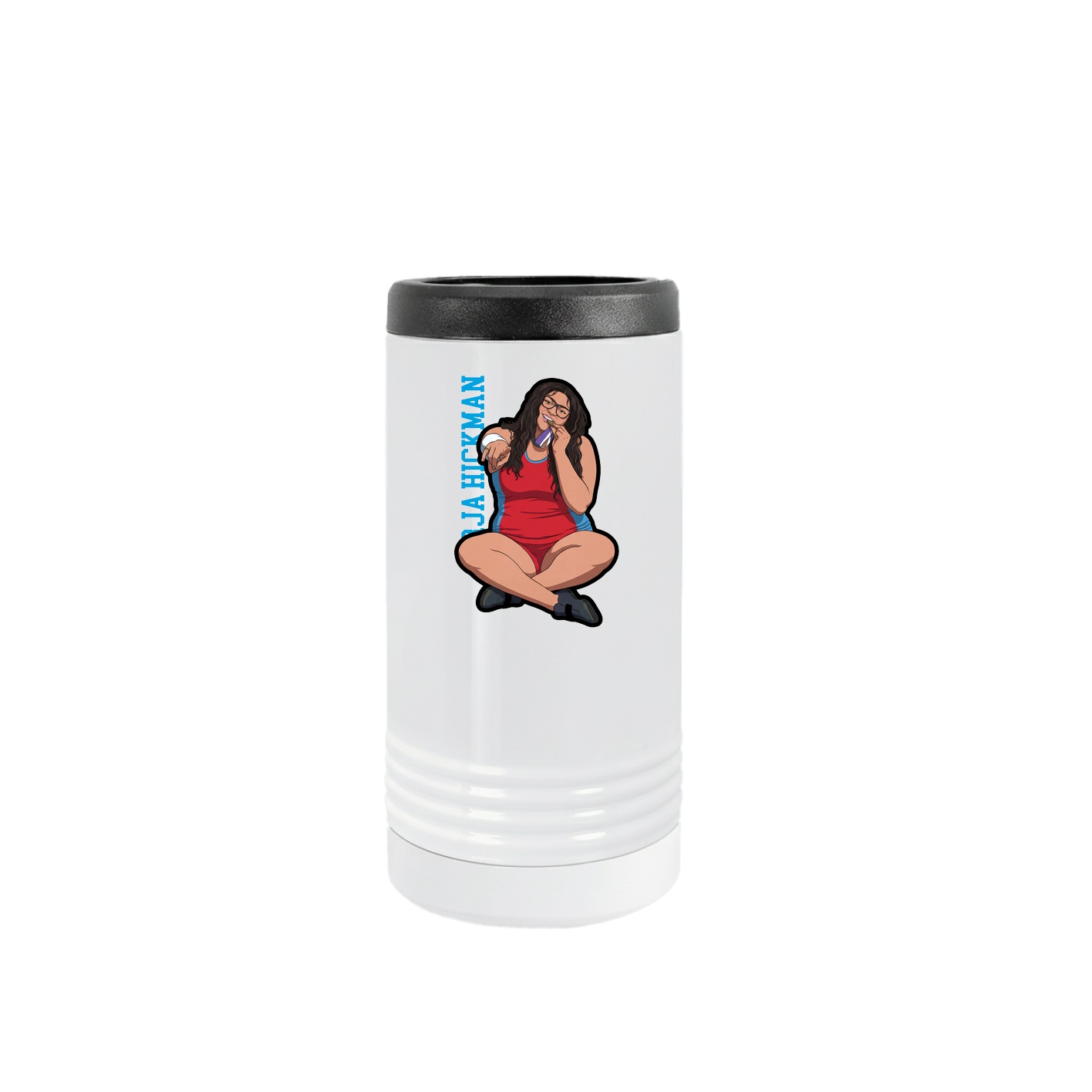 Slim Beverage Holder — Name Vertical in White