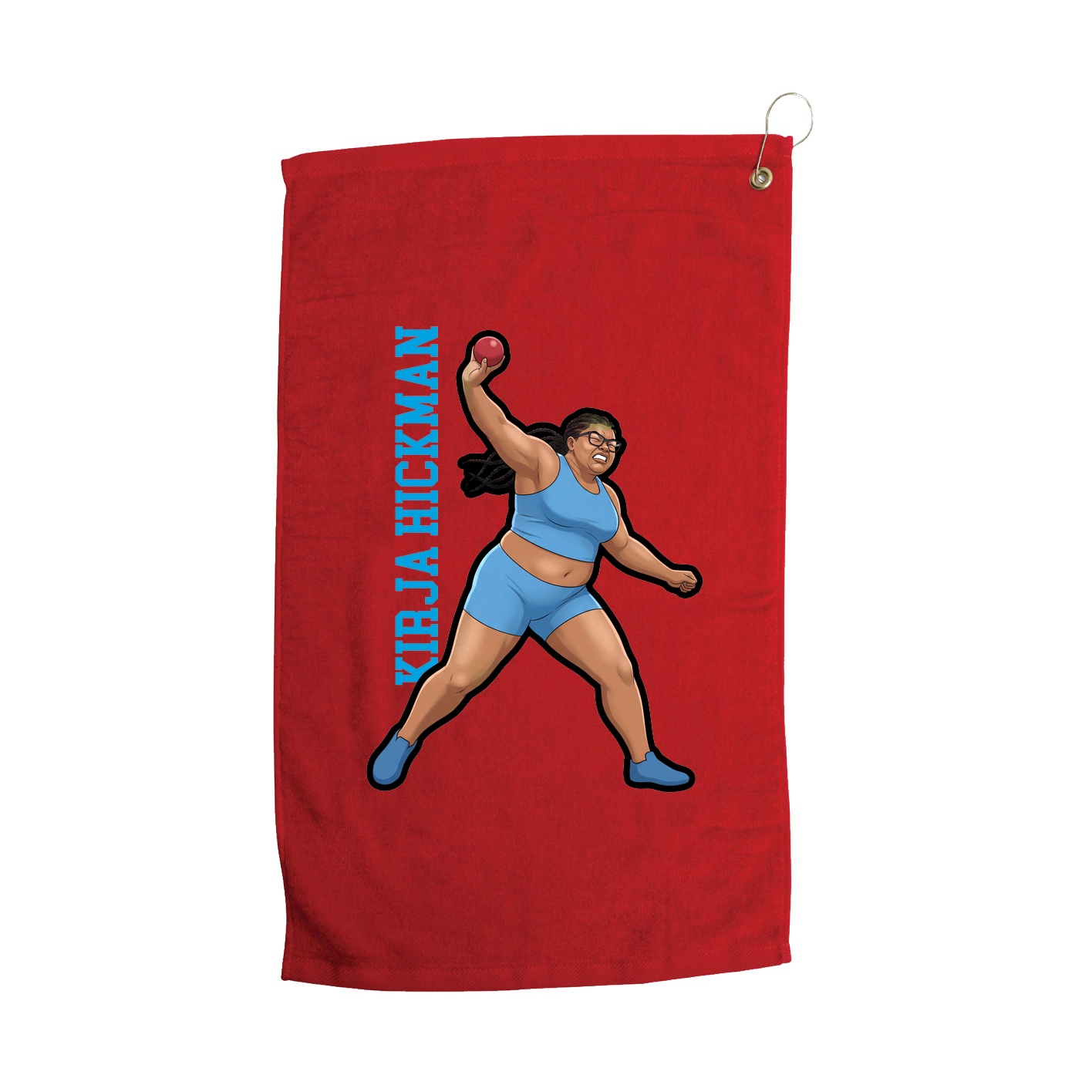 Golf Towel — Name Vertical in Red