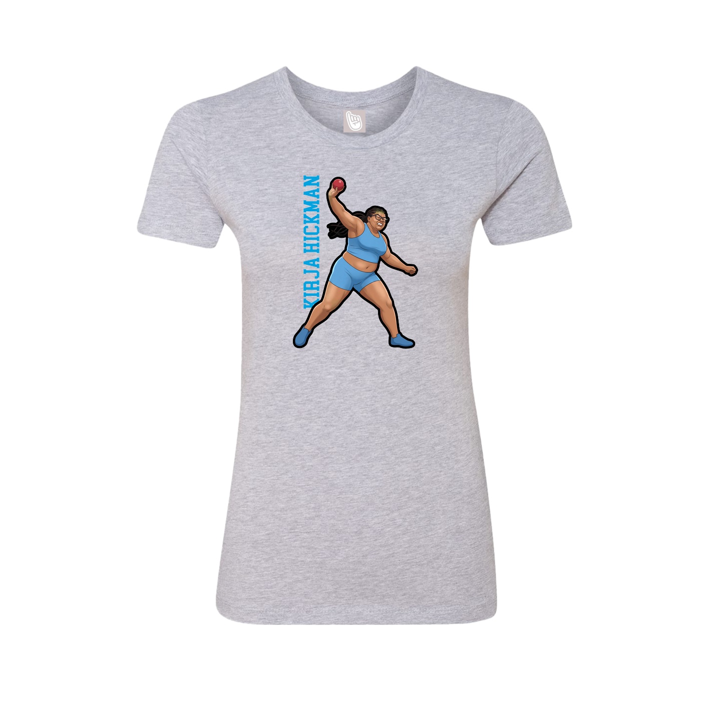 Fitted Women's Tee — Name Vertical in Grey