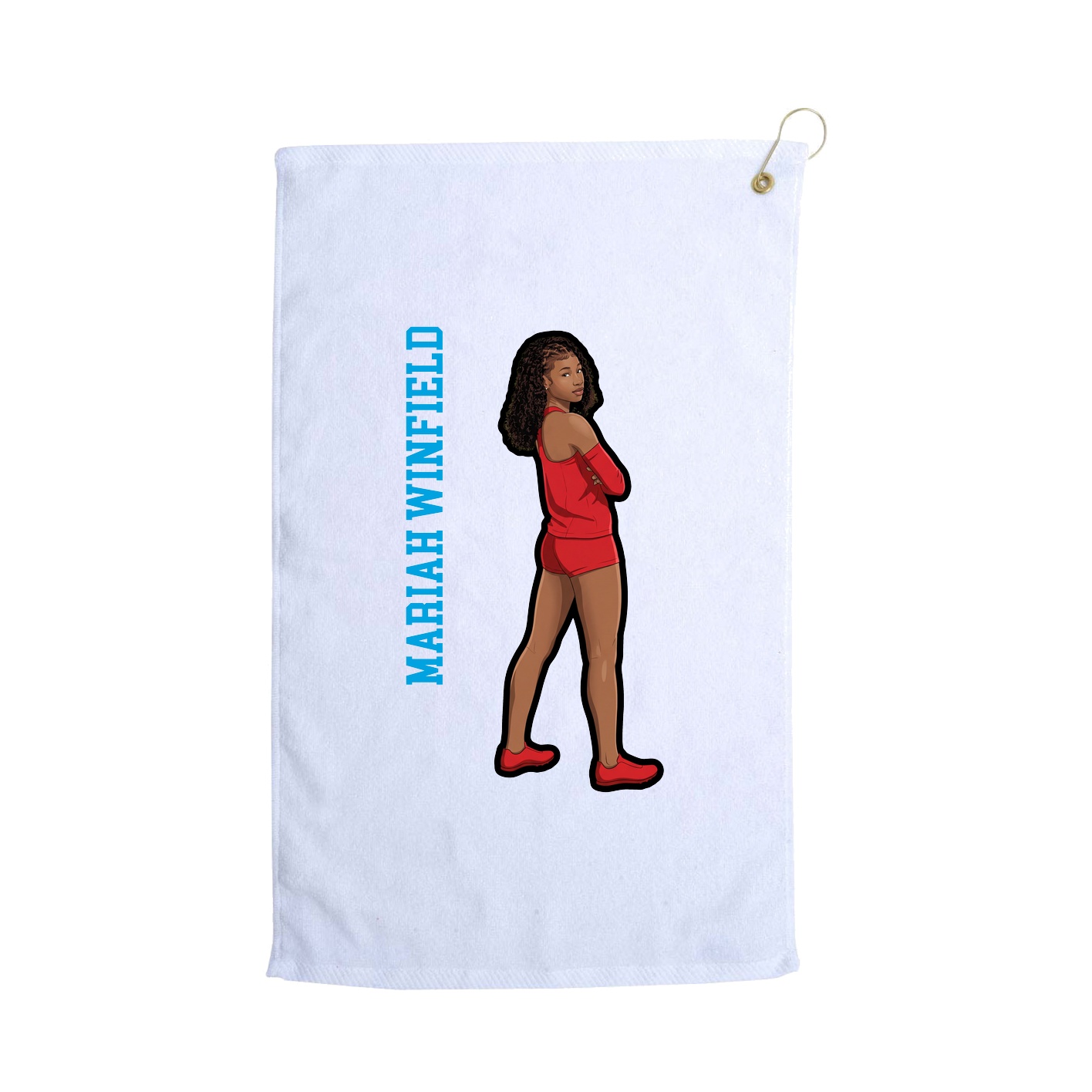 Golf Towel — Name Vertical in White
