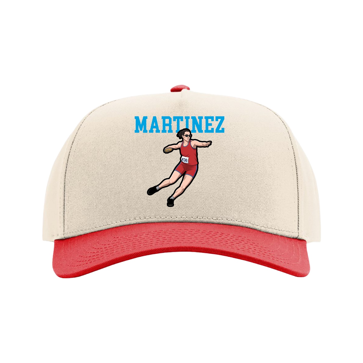 Full Fabric Five-Panel Champ Cap — Shirsey in Cream/Red