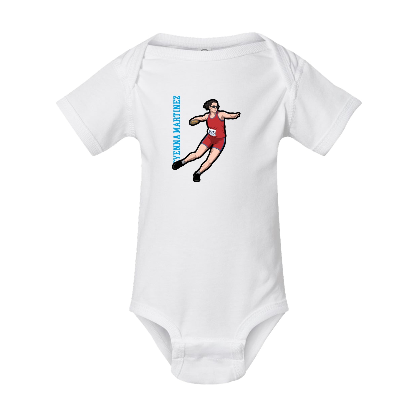 Baby Onesie — Name Vertical in White
