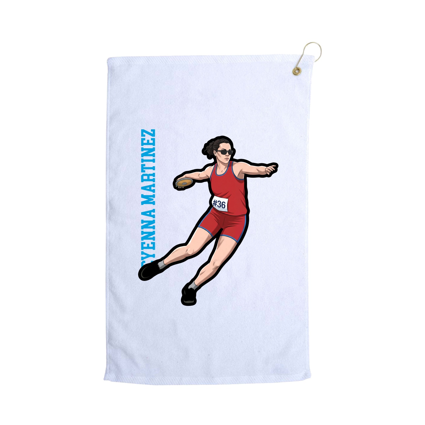 Golf Towel — Name Vertical in White