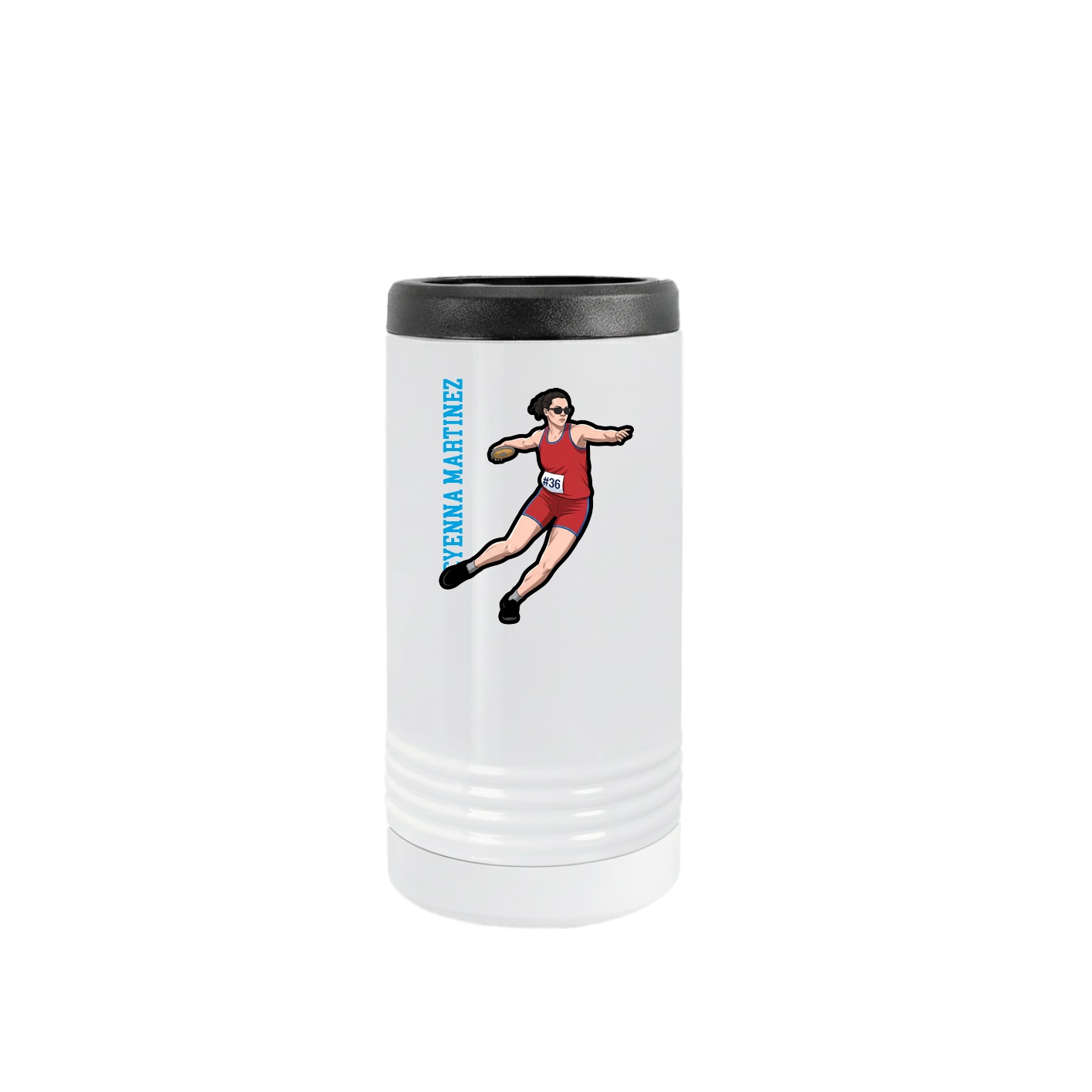 Slim Beverage Holder — Name Vertical in White
