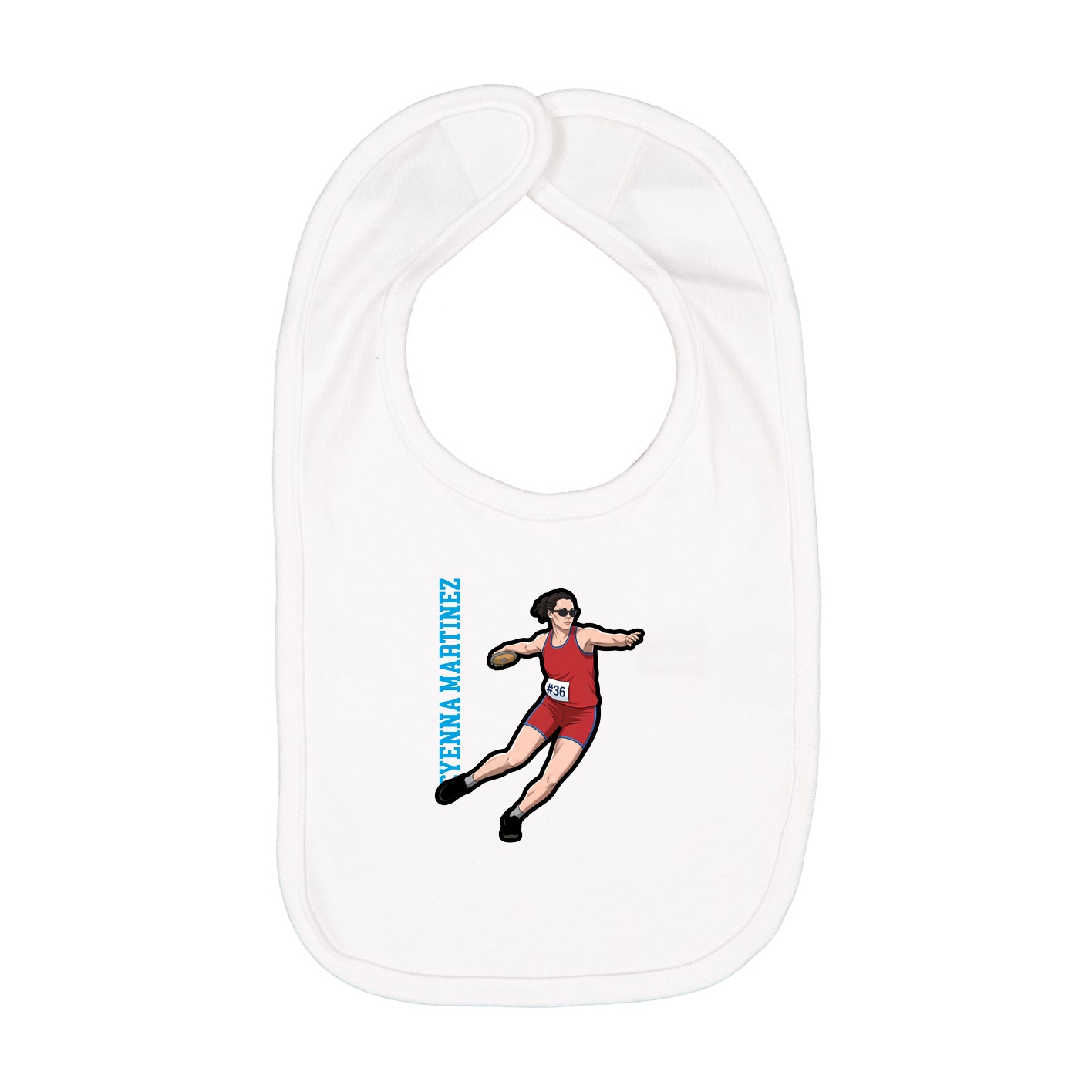Infant Bib — Name Vertical in White
