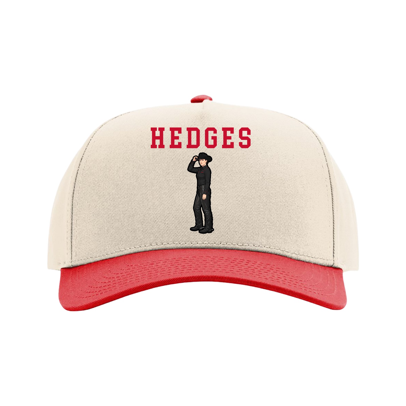 Full Fabric Five-Panel Champ Cap — Shirsey in Cream/Red