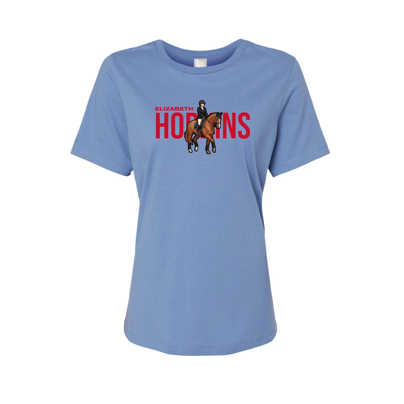 Fitted Women's Tee — Player Name in Powder Blue