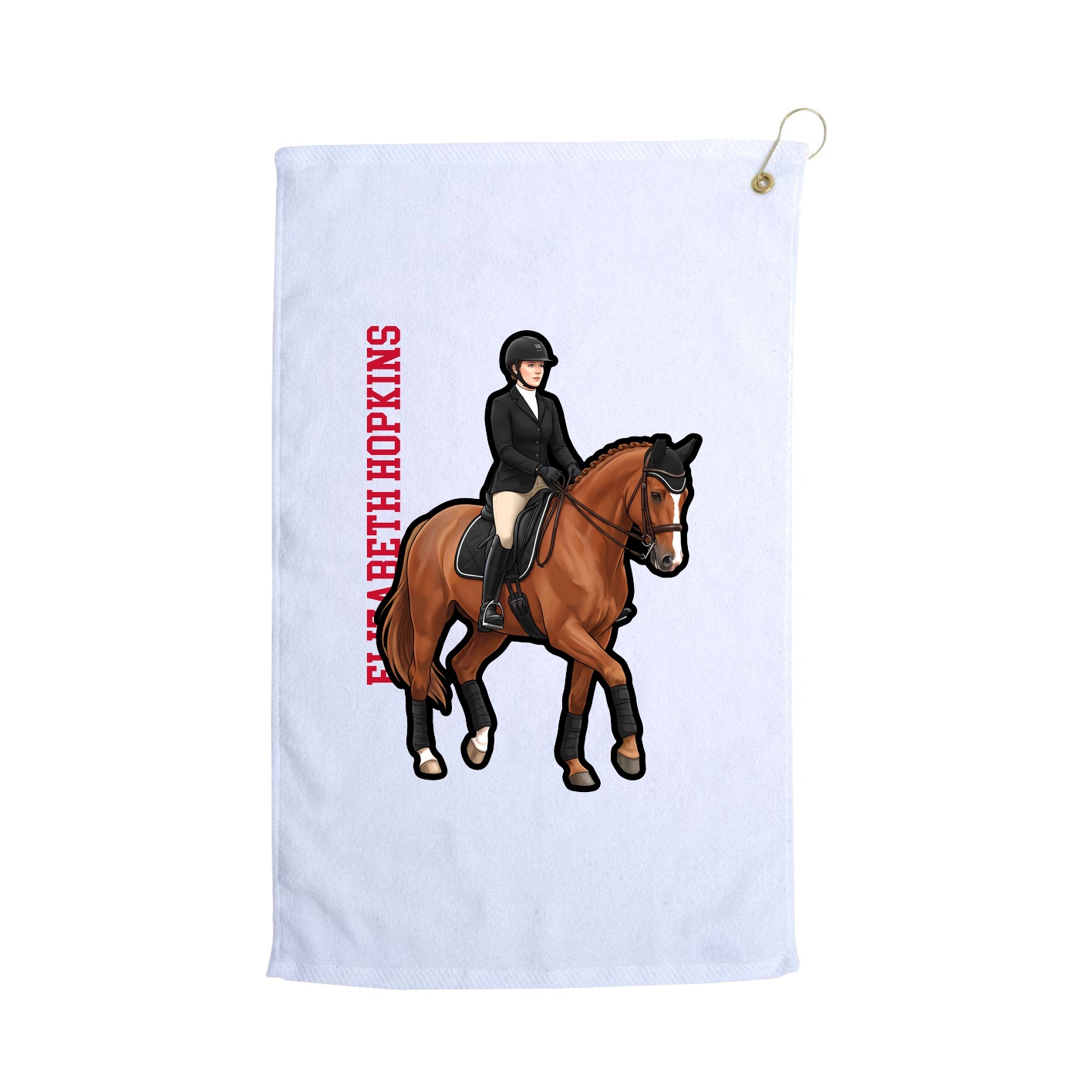 Golf Towel — Name Vertical in White
