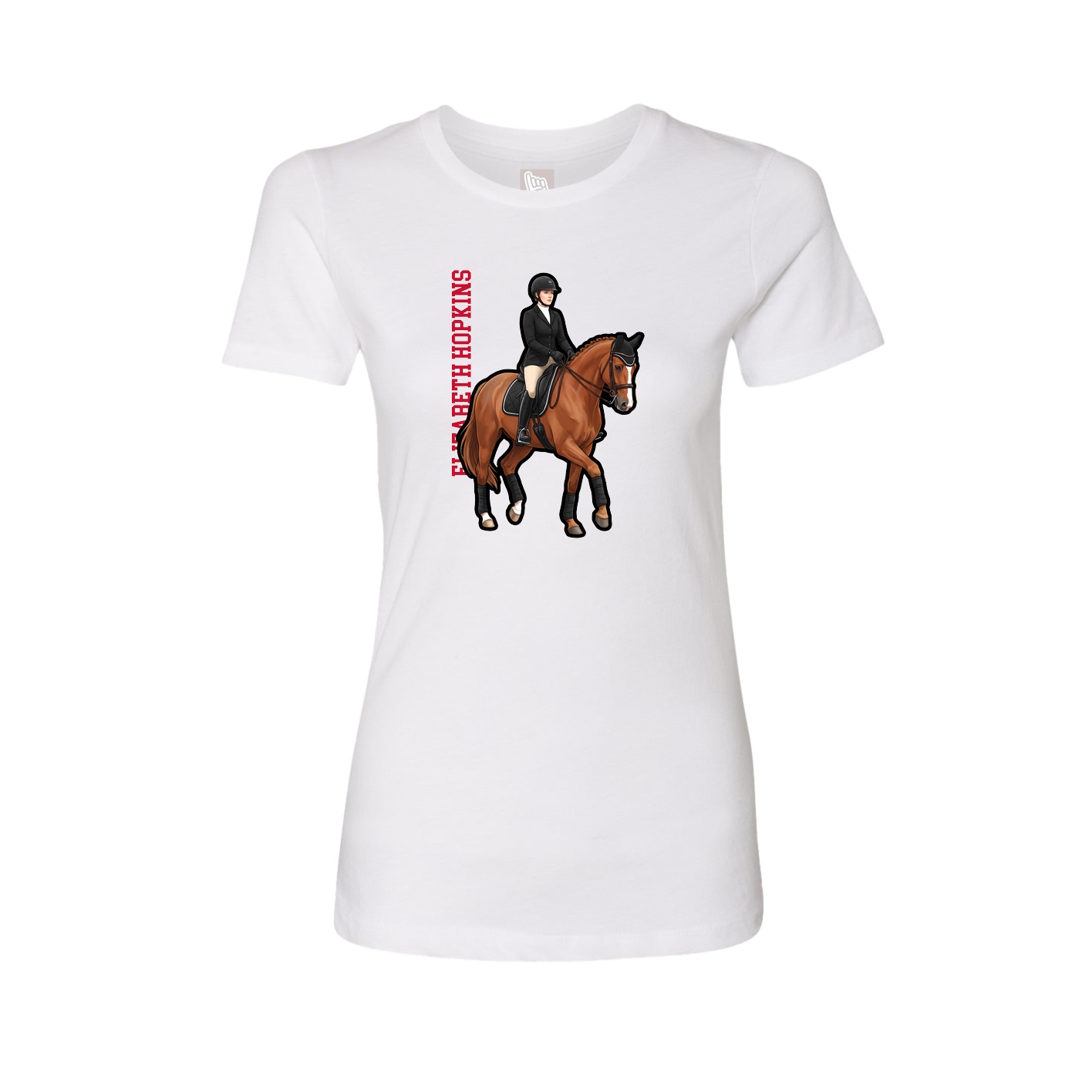Fitted Women's Tee — Name Vertical in White